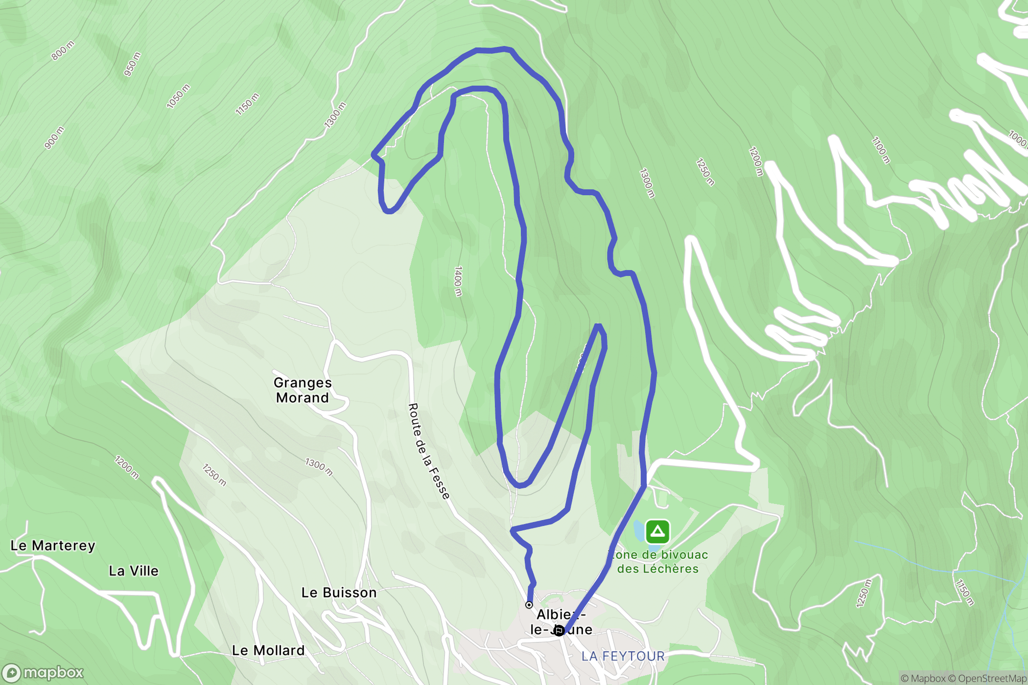 Albiez-le-Jeune : carte du parcours de randonnée - France