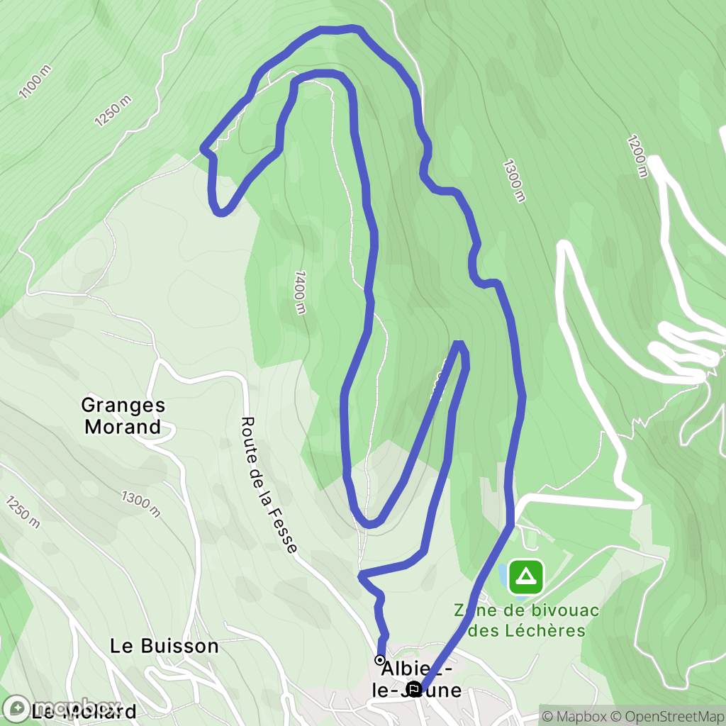 Albiez-le-Jeune : carte du parcours de randonnée - France