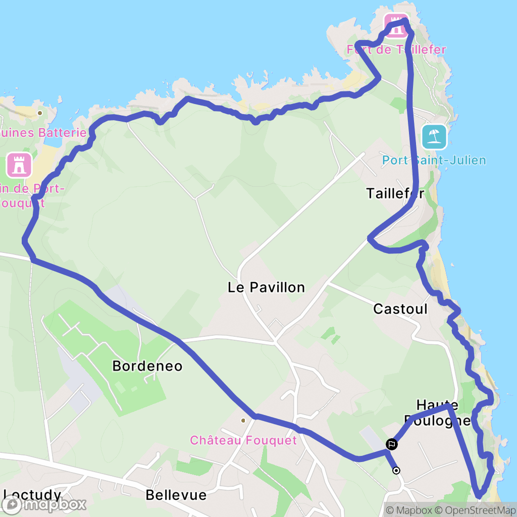Le Palais : carte du parcours de randonnée - France