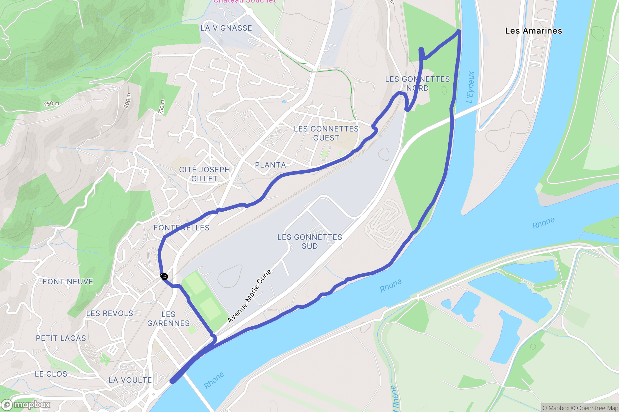 La Voulte-sur-Rhône : carte du parcours de randonnée - France