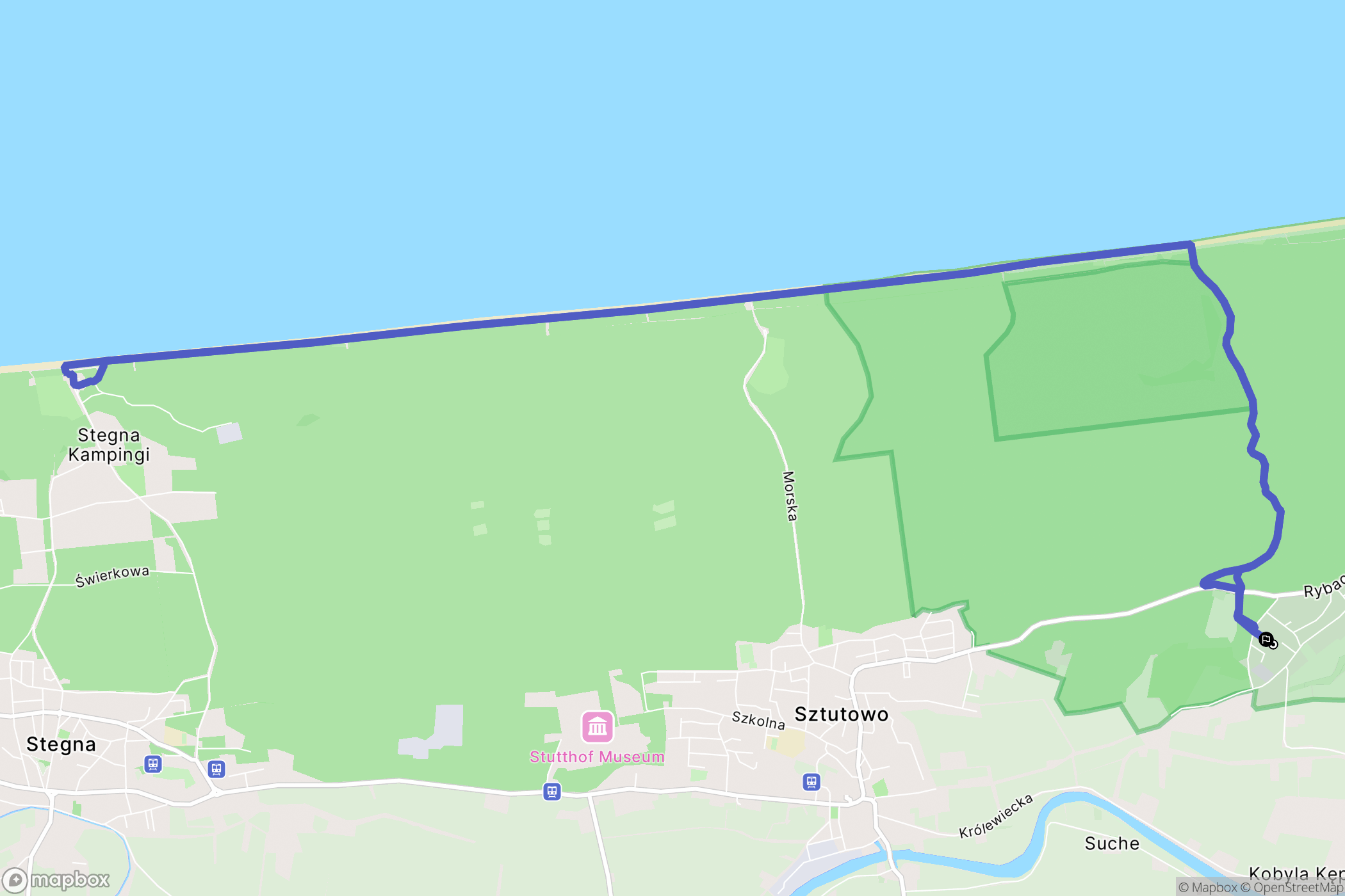 Kąty Rybackie: mapa trasy - Poland