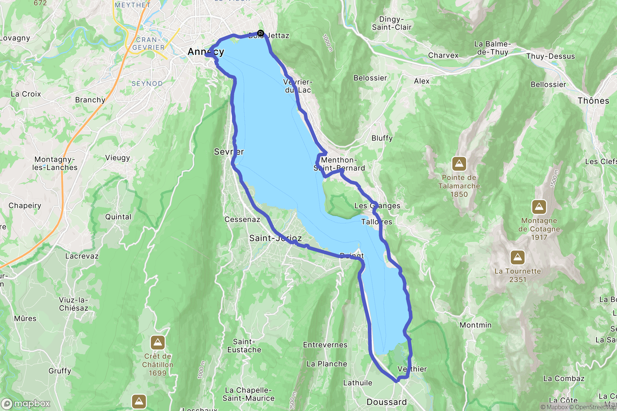 Annecy : carte du parcours de randonnée - France