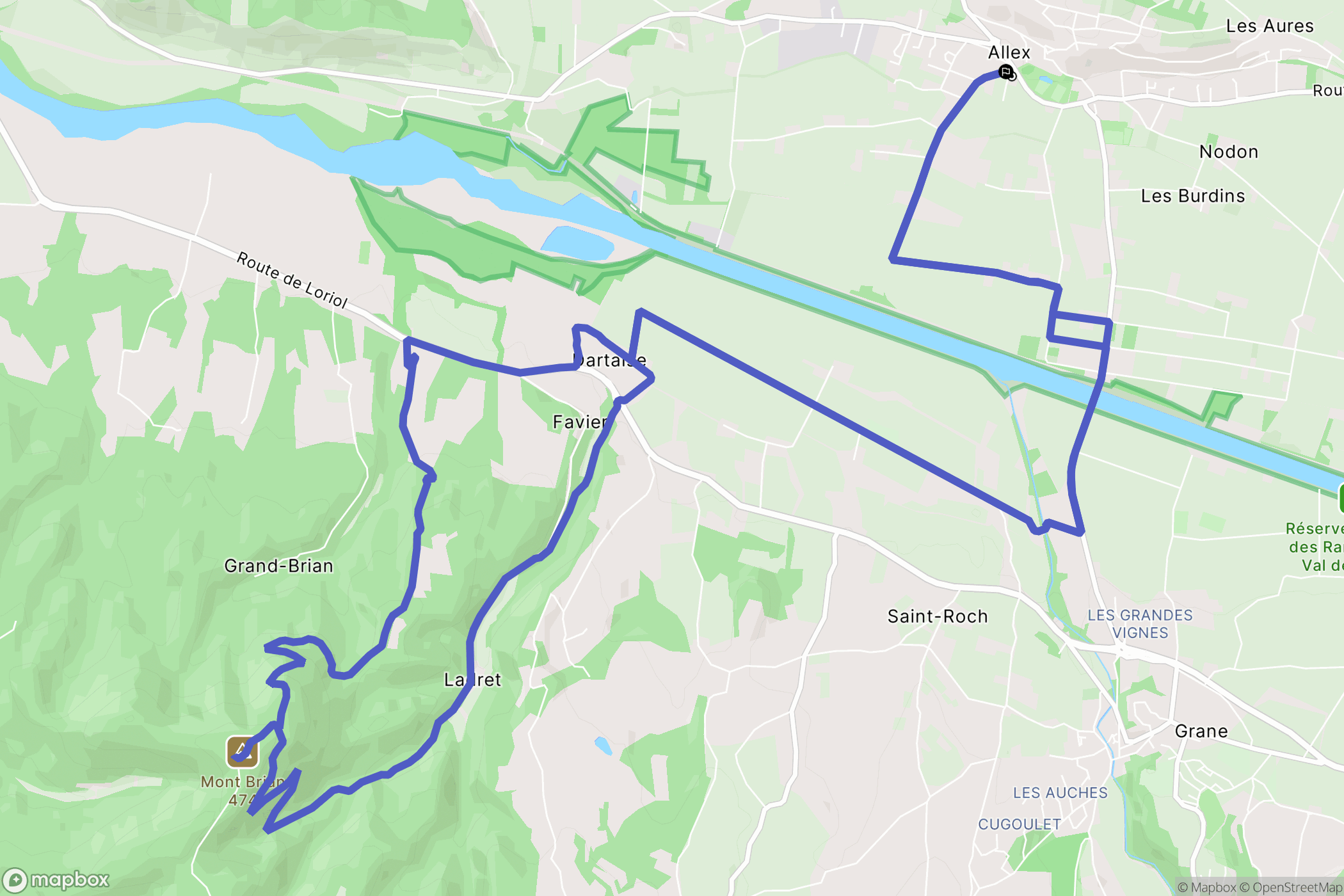 Allex : carte du parcours de randonnée - France