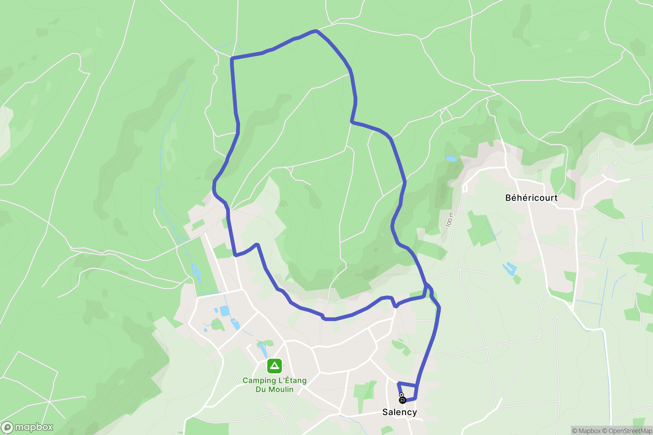 Salency : carte du parcours de randonnée - France