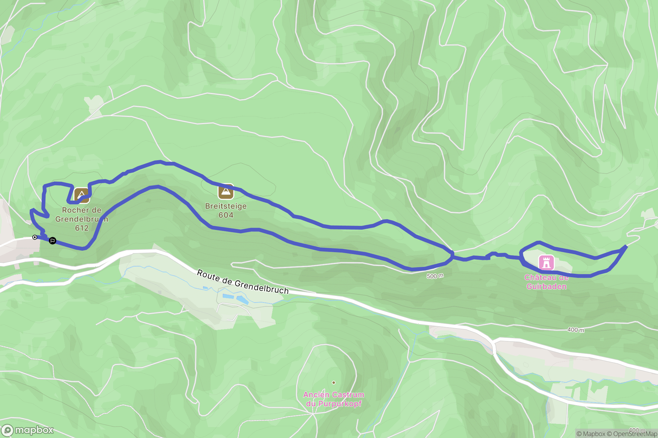 Grendelbruch : carte du parcours de randonnée - France