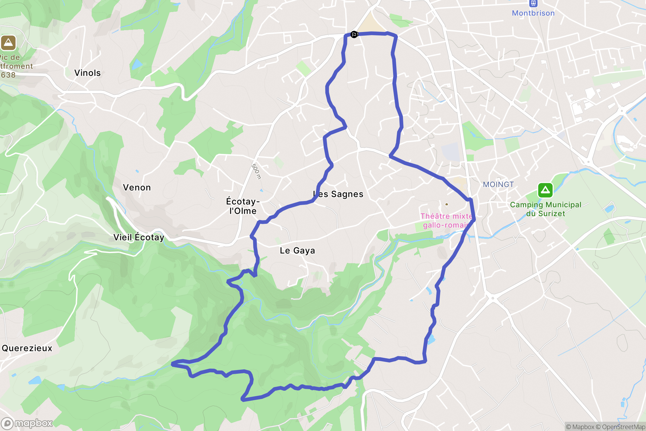 Montbrison : carte du parcours de randonnée - France