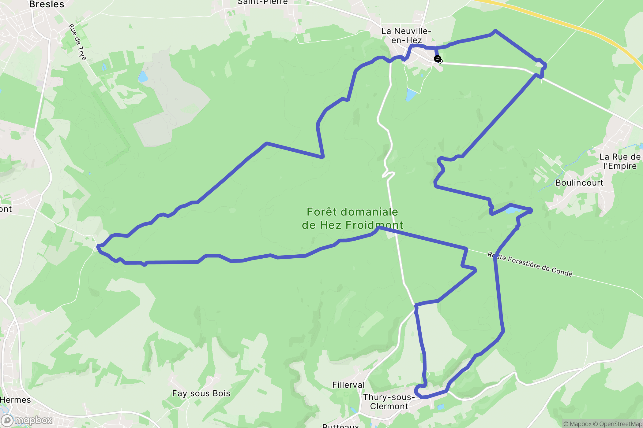 La Neuville-en-Hez : carte du parcours de randonnée - France