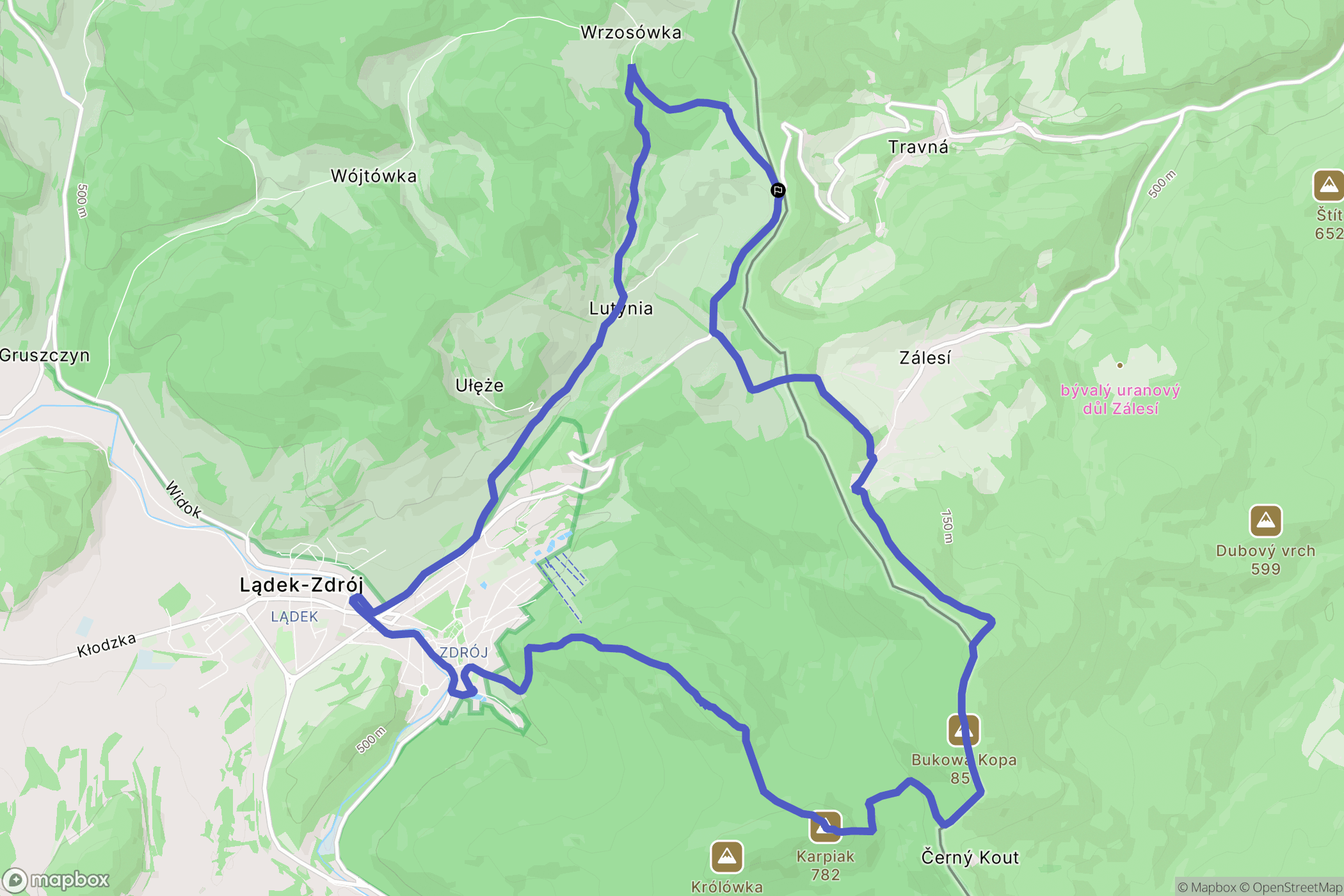 Lądek-Zdrój: mapa trasy - Poland