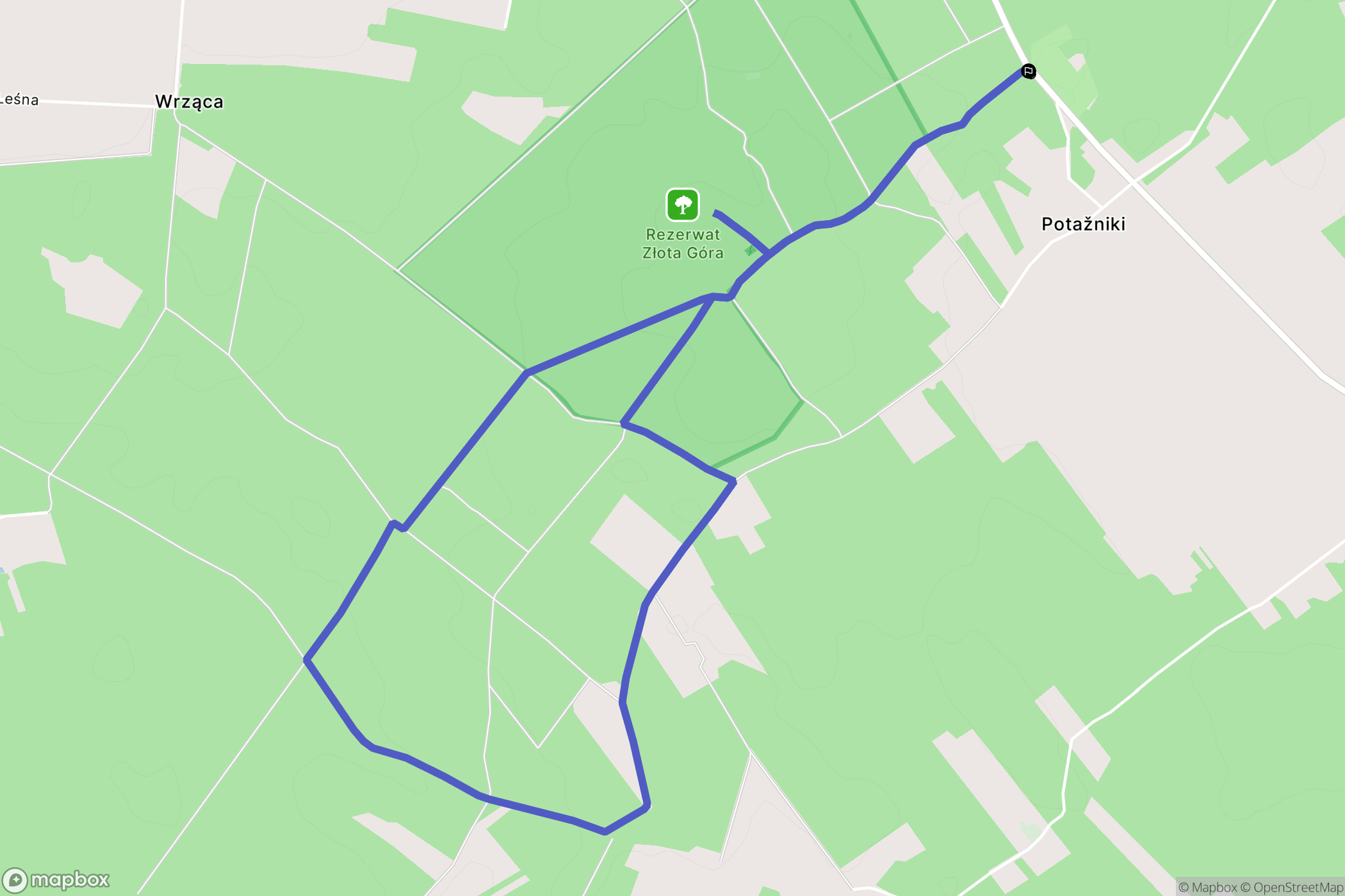 Potażniki: mapa trasy - Poland