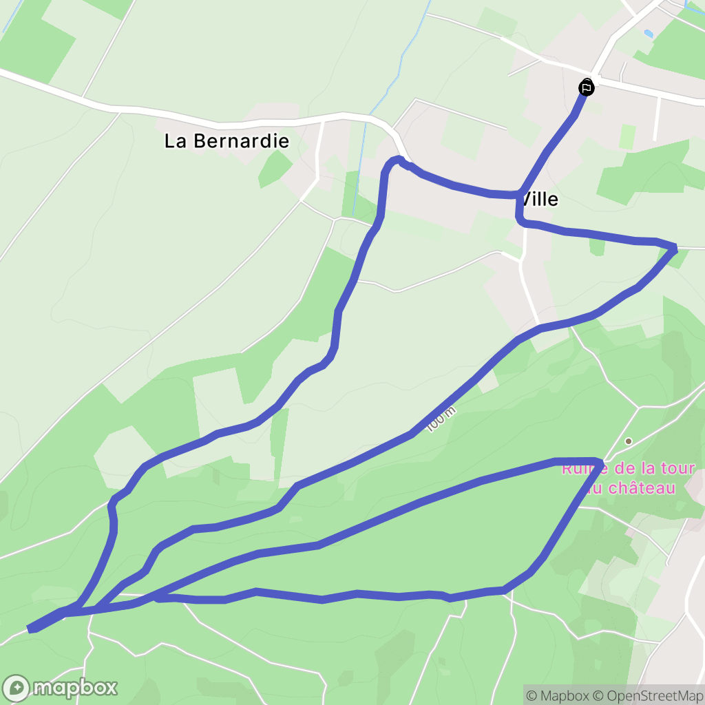Ville : carte du parcours de randonnée - France