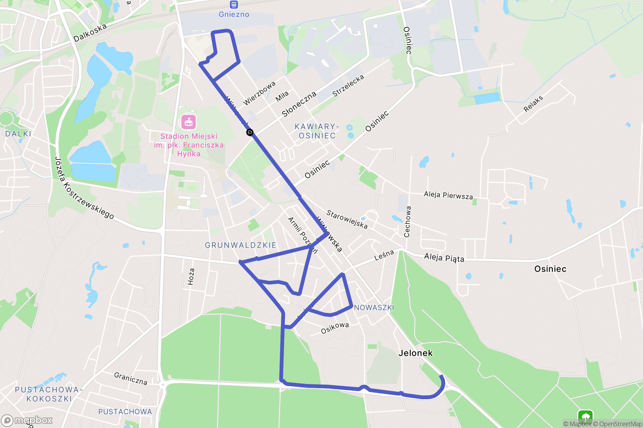 Gniezno: mapa trasy - Poland
