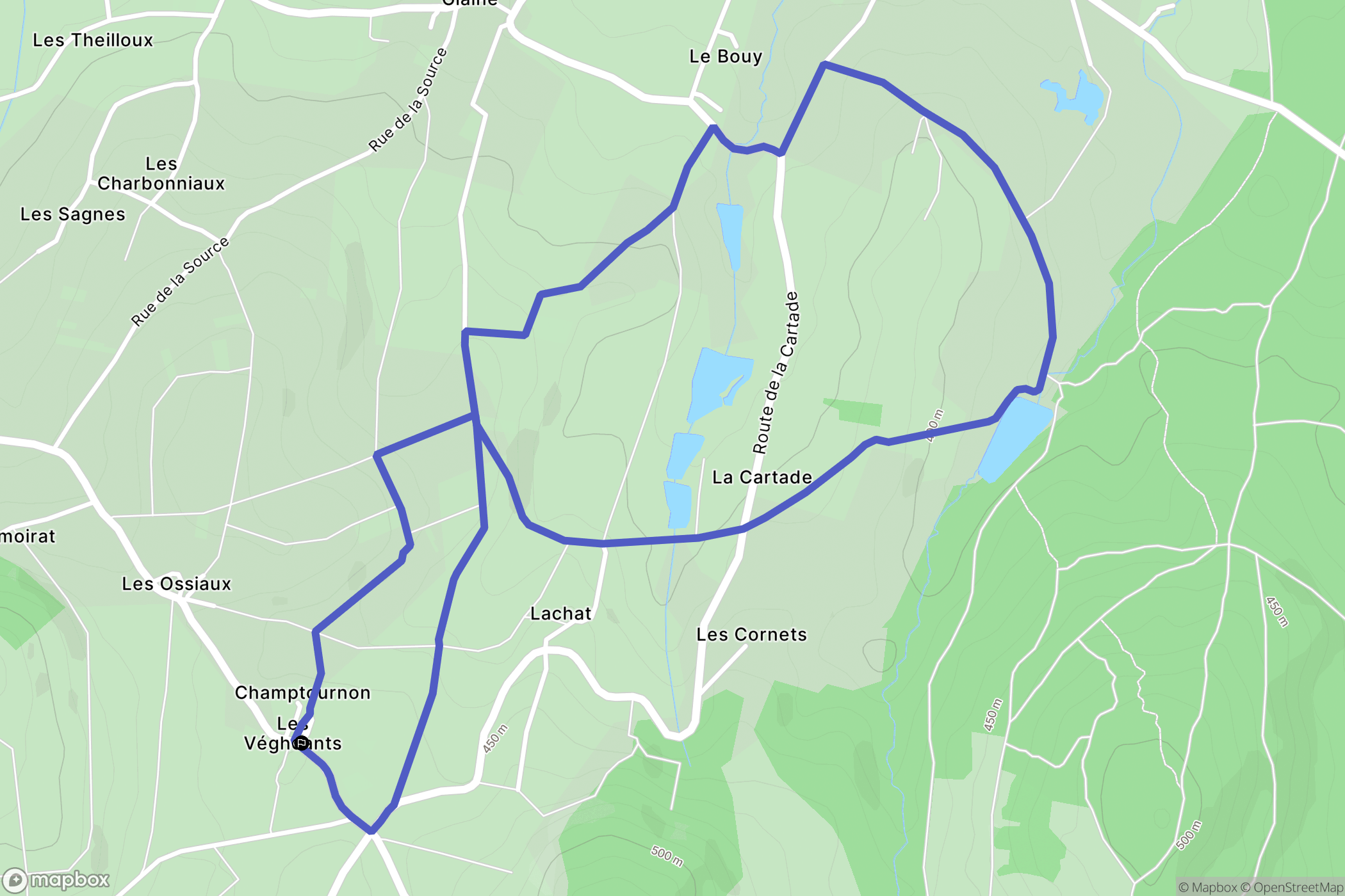 Glaine-Montaigut : carte du parcours de randonnée - France