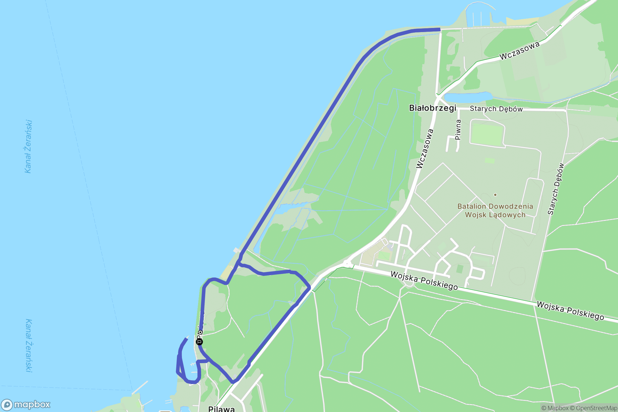 Białobrzegi: mapa trasy - Poland