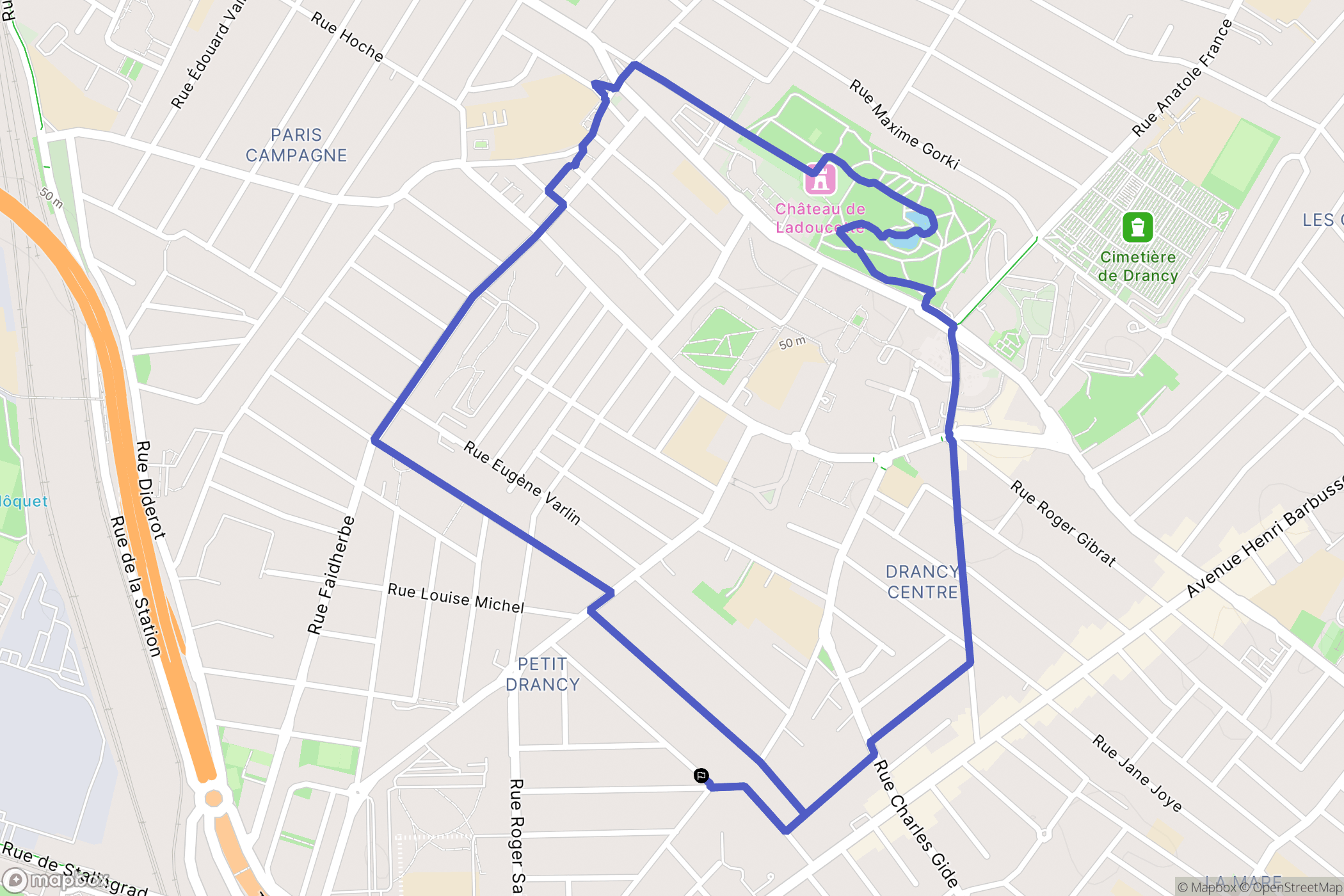 Drancy : carte du parcours de randonnée - France