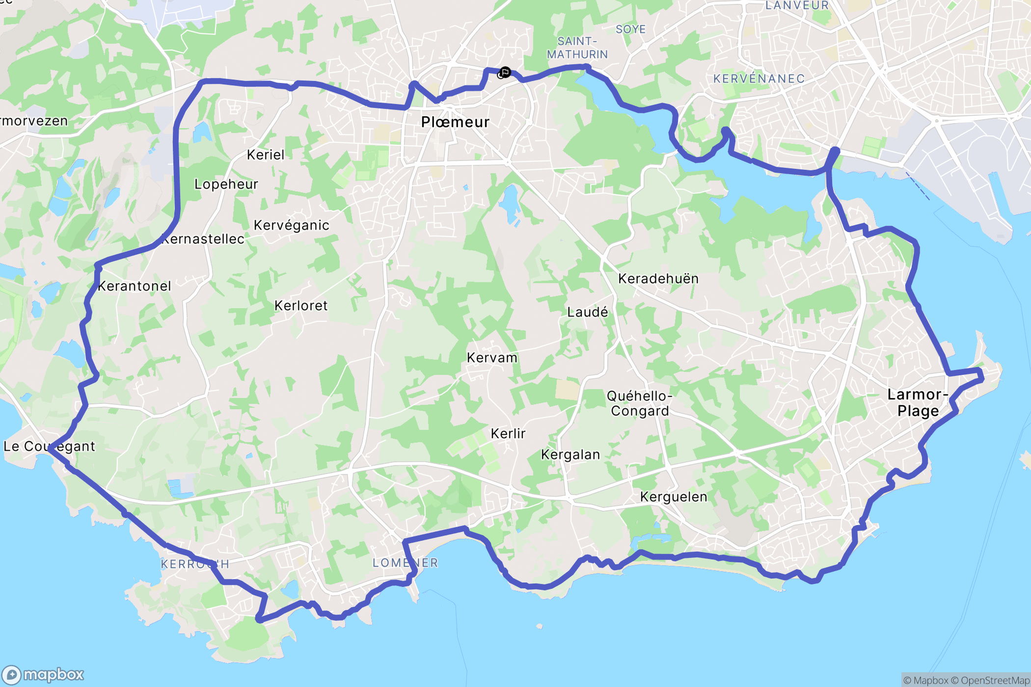 Ploemeur : carte du parcours de randonnée - France