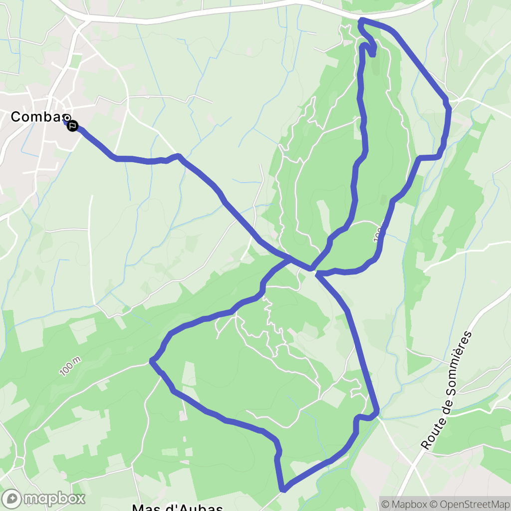 Combas : carte du parcours de randonnée - France
