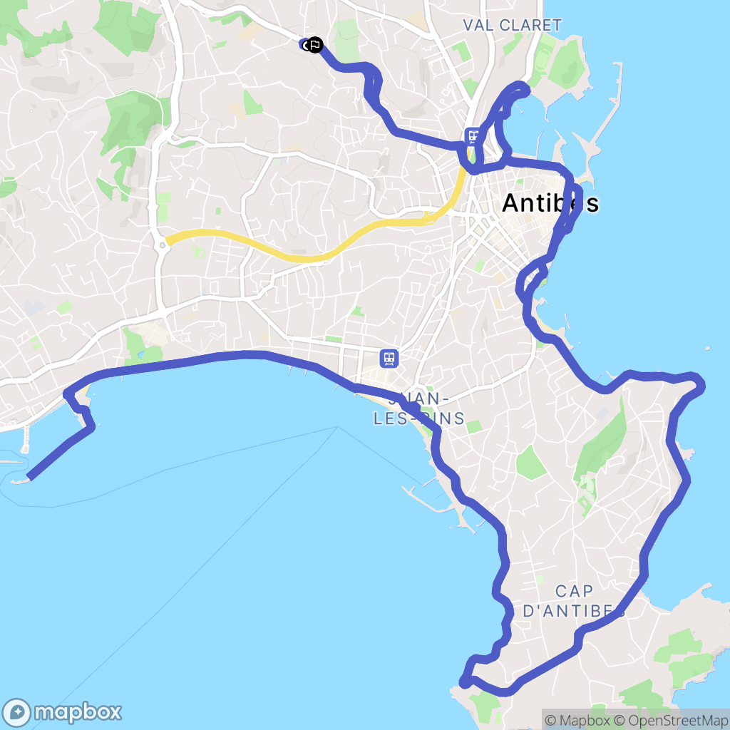 Antibes : carte du parcours de randonnée - France