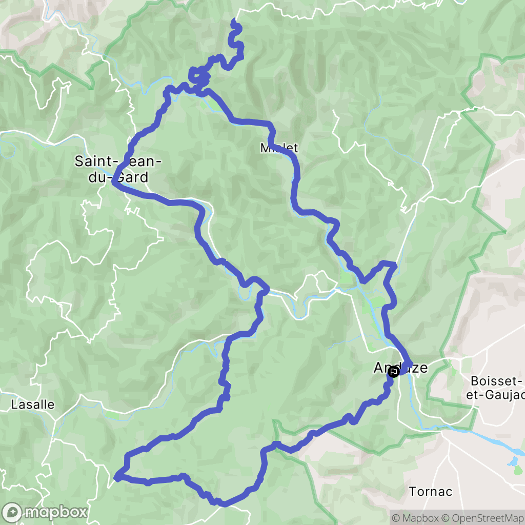 Anduze : carte du parcours de randonnée - France