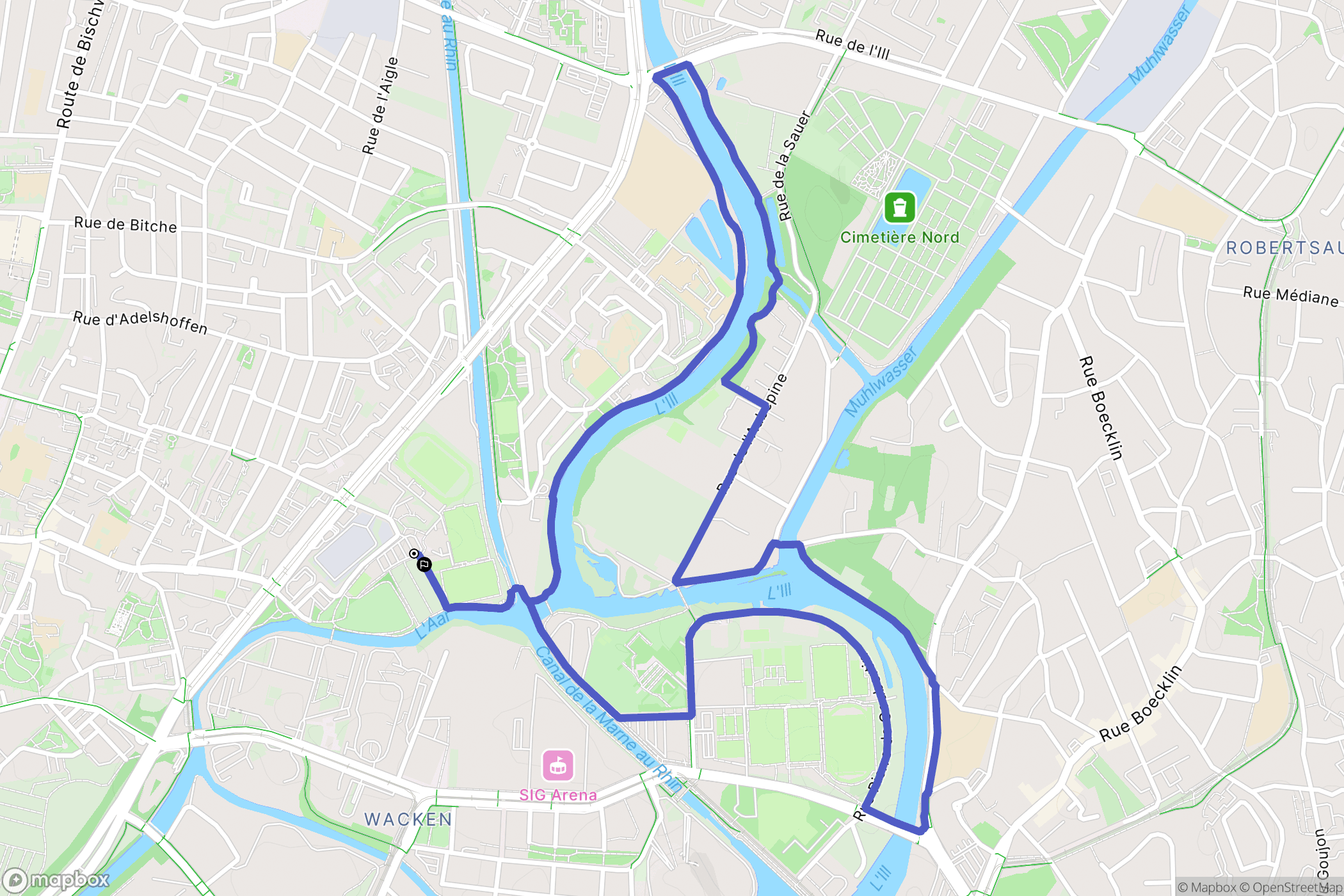 Schiltigheim : carte du parcours de randonnée - France