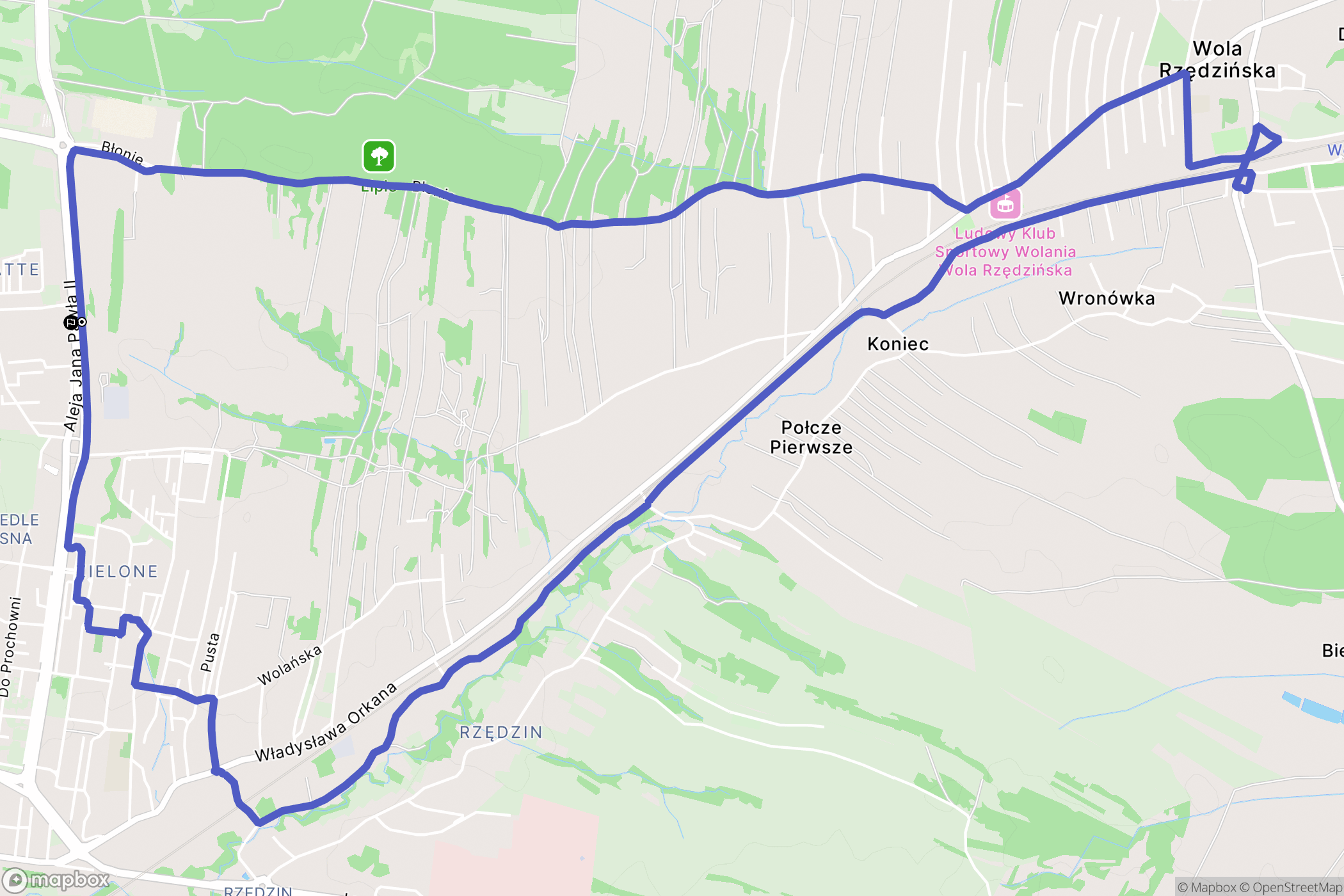 Tarnów: mapa trasy - Poland