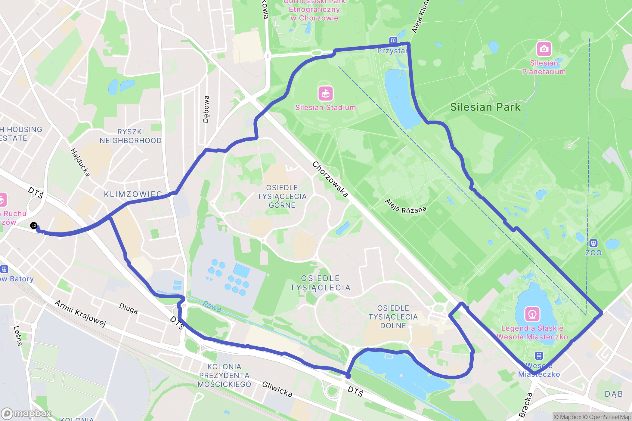 Chorzów: mapa trasy - Poland
