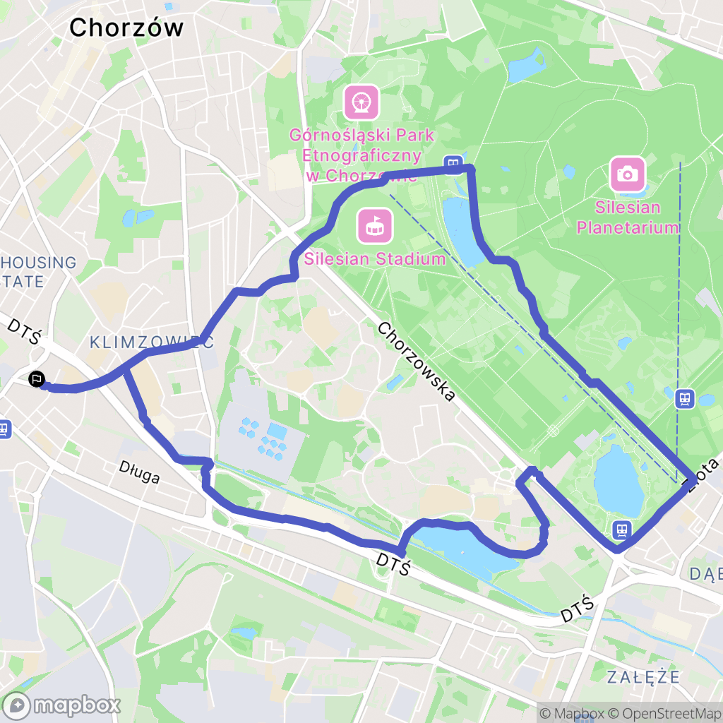 Chorzów: mapa trasy - Poland