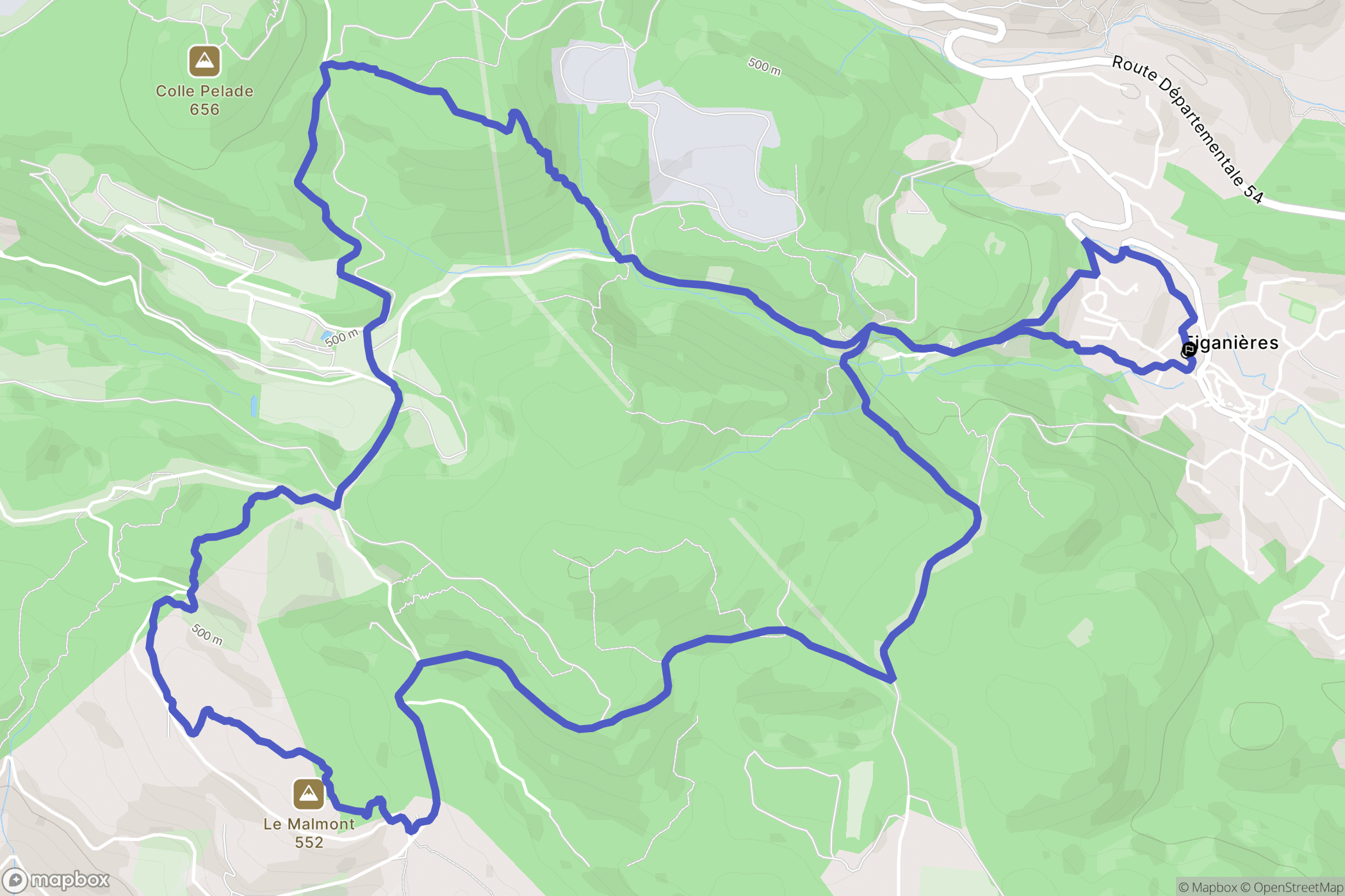 Figanières : carte du parcours de randonnée - France