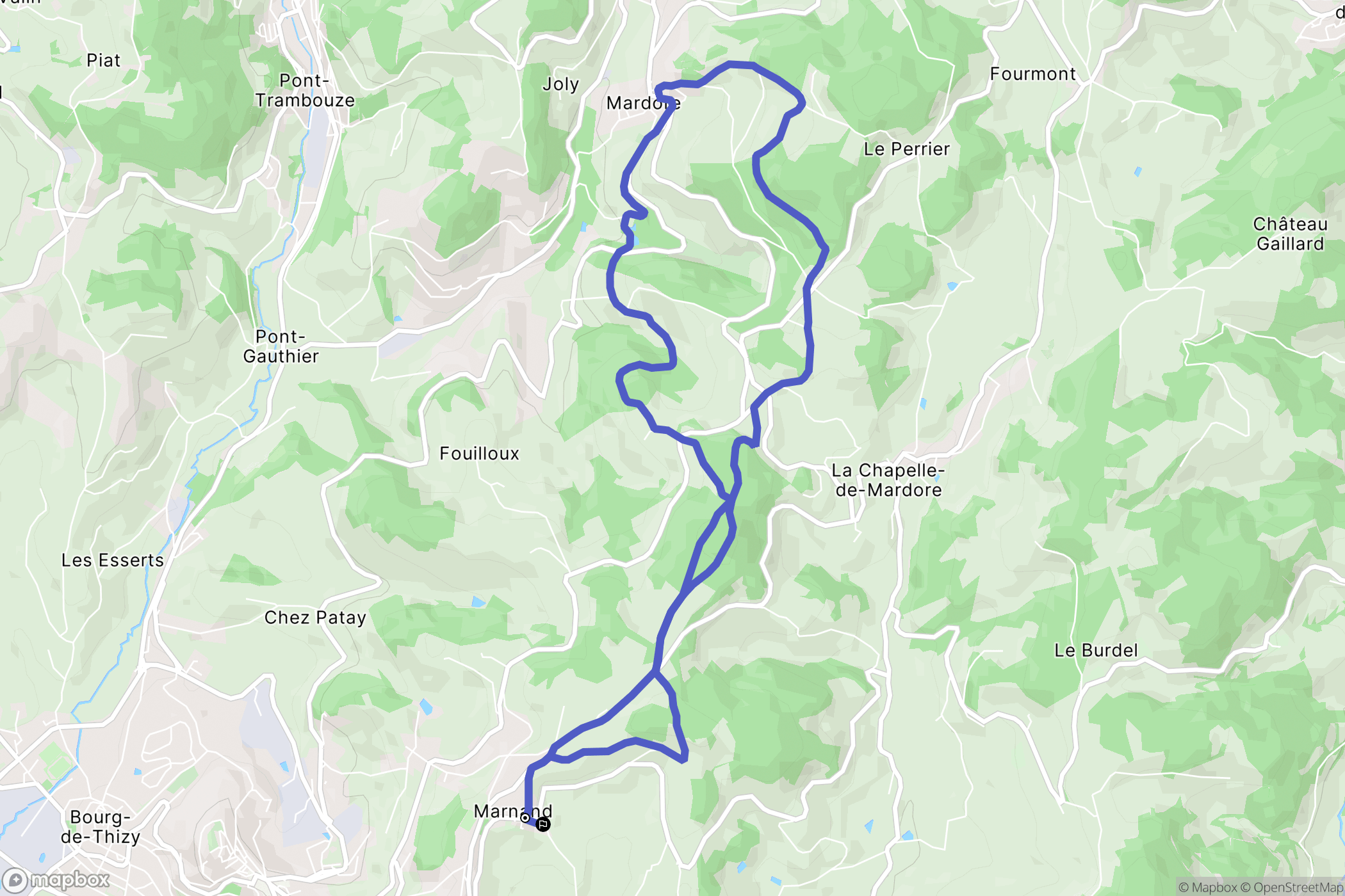 Thizy-les-Bourgs : carte du parcours de randonnée - France