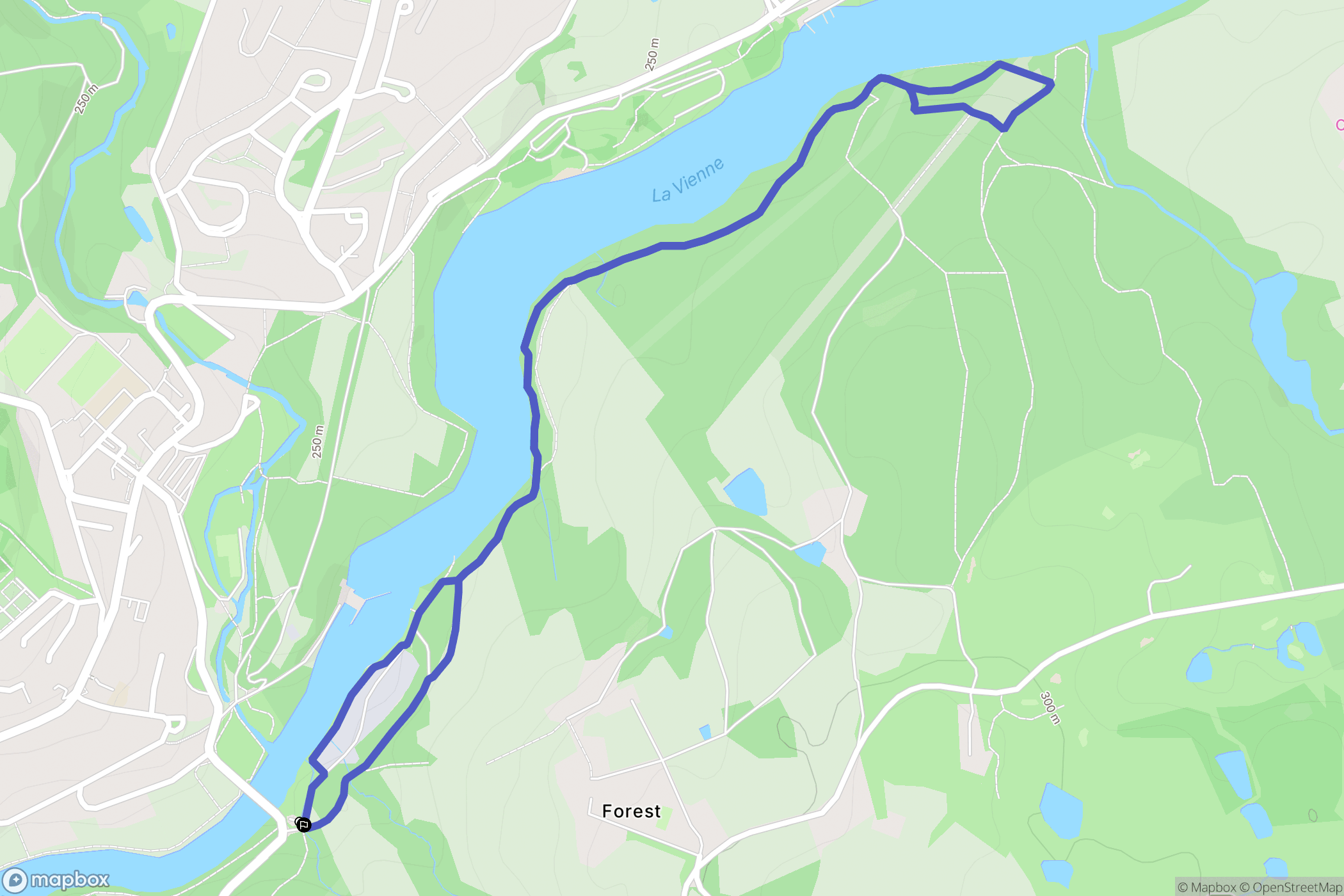 Panazol : carte du parcours de randonnée - France