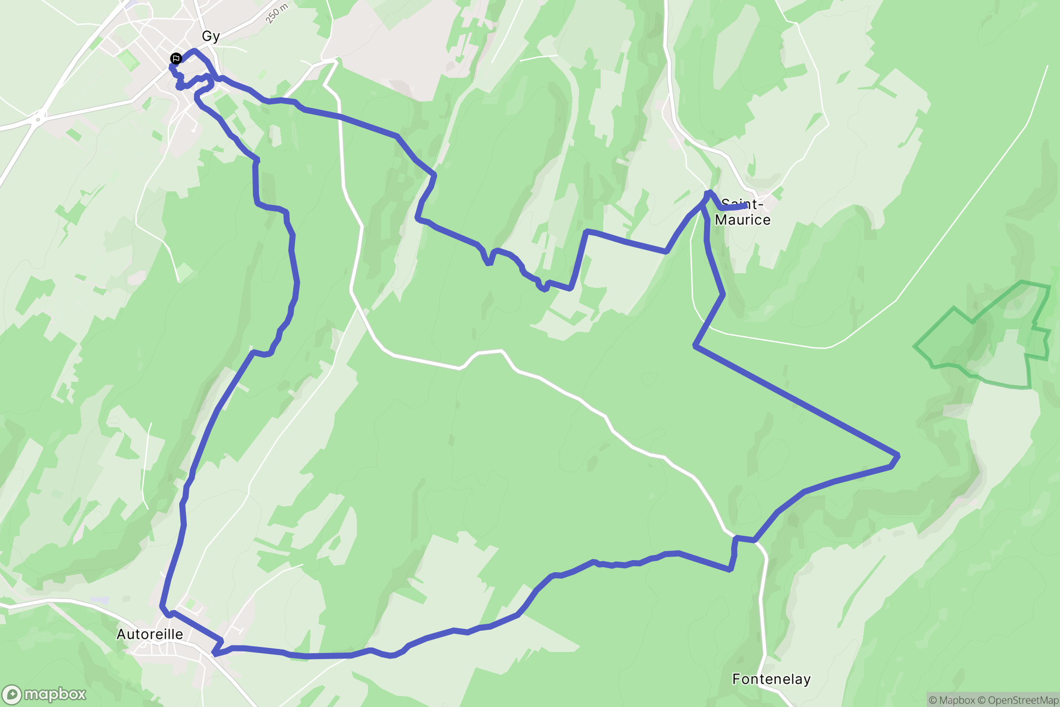 Gy : carte du parcours de randonnée - France