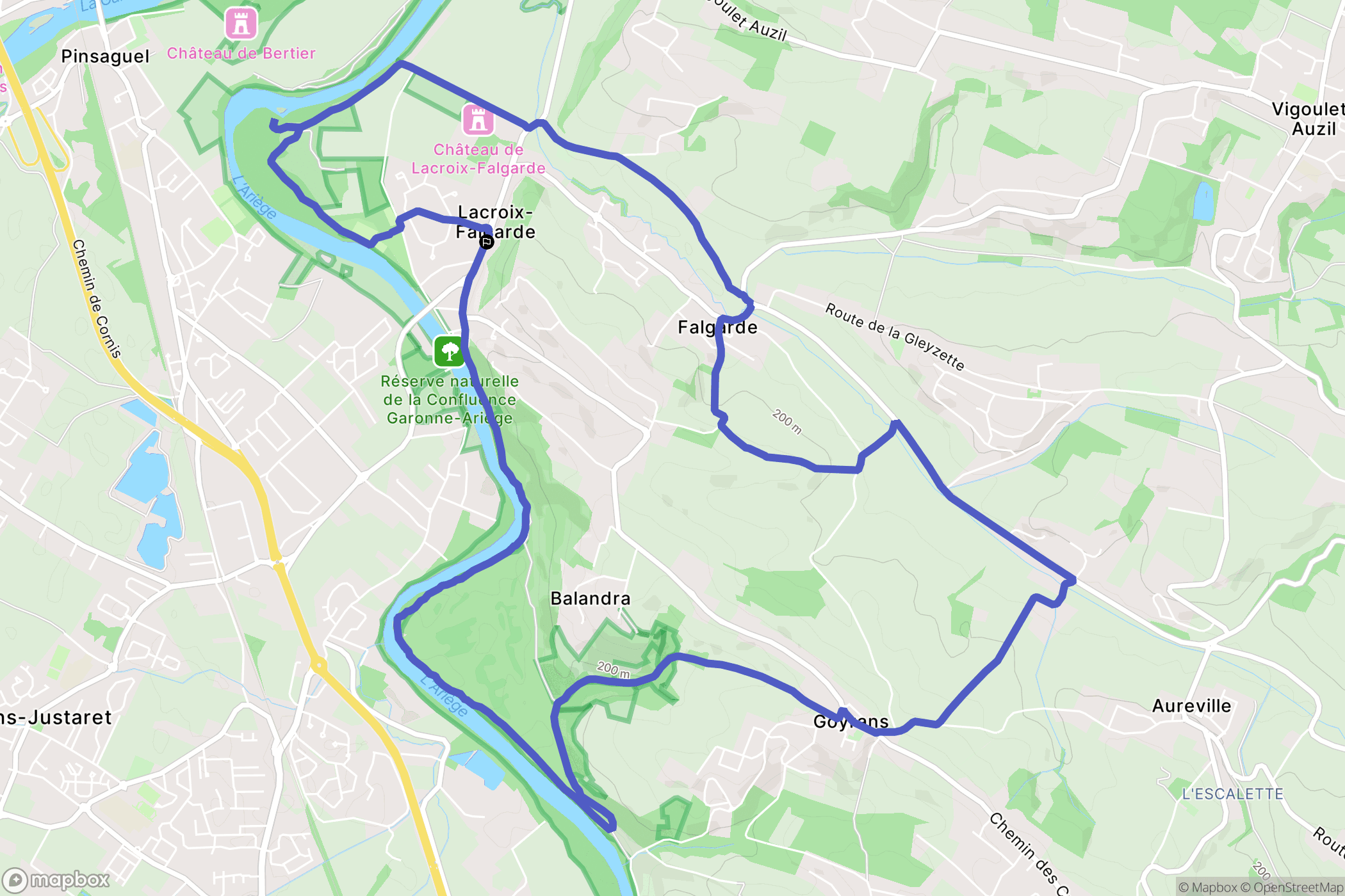 Lacroix-Falgarde : carte du parcours de randonnée - France