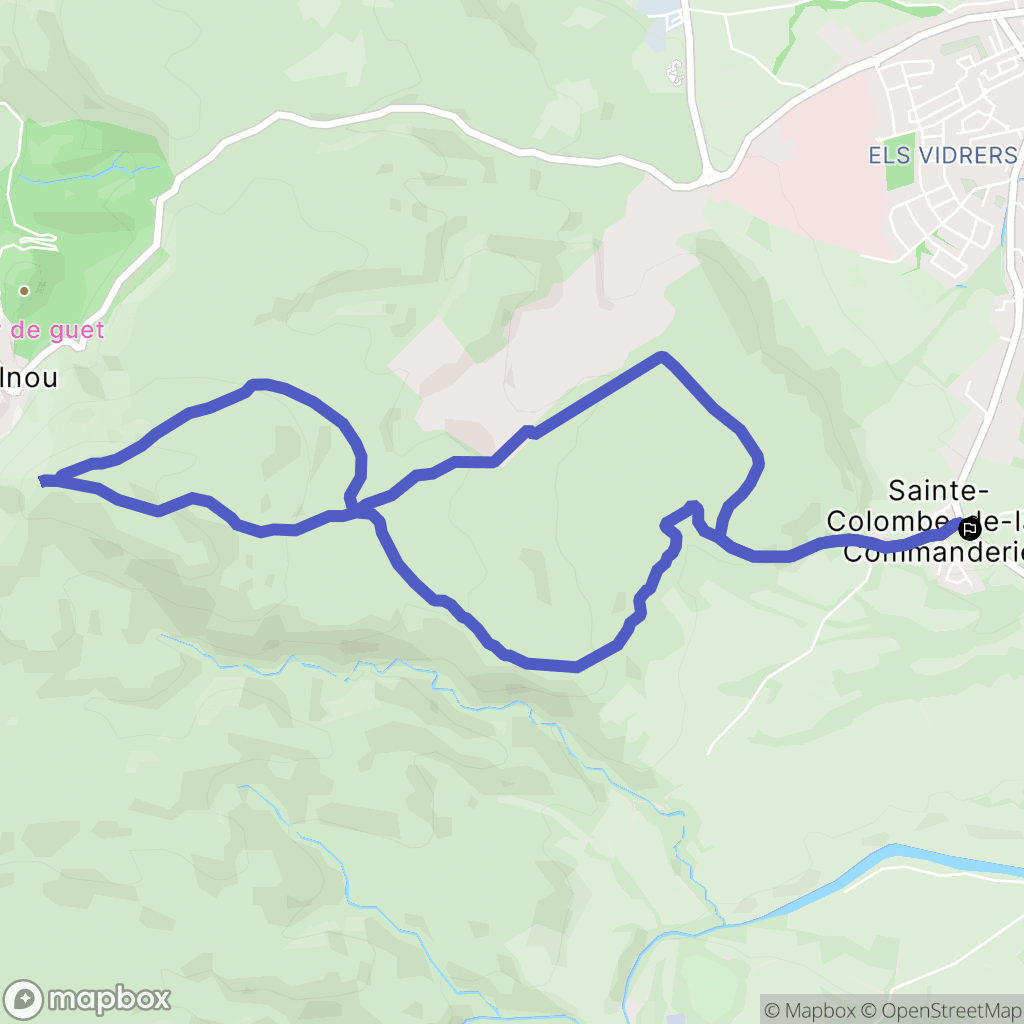 Sainte-Colombe-de-la-Commanderie : carte du parcours de randonnée - France