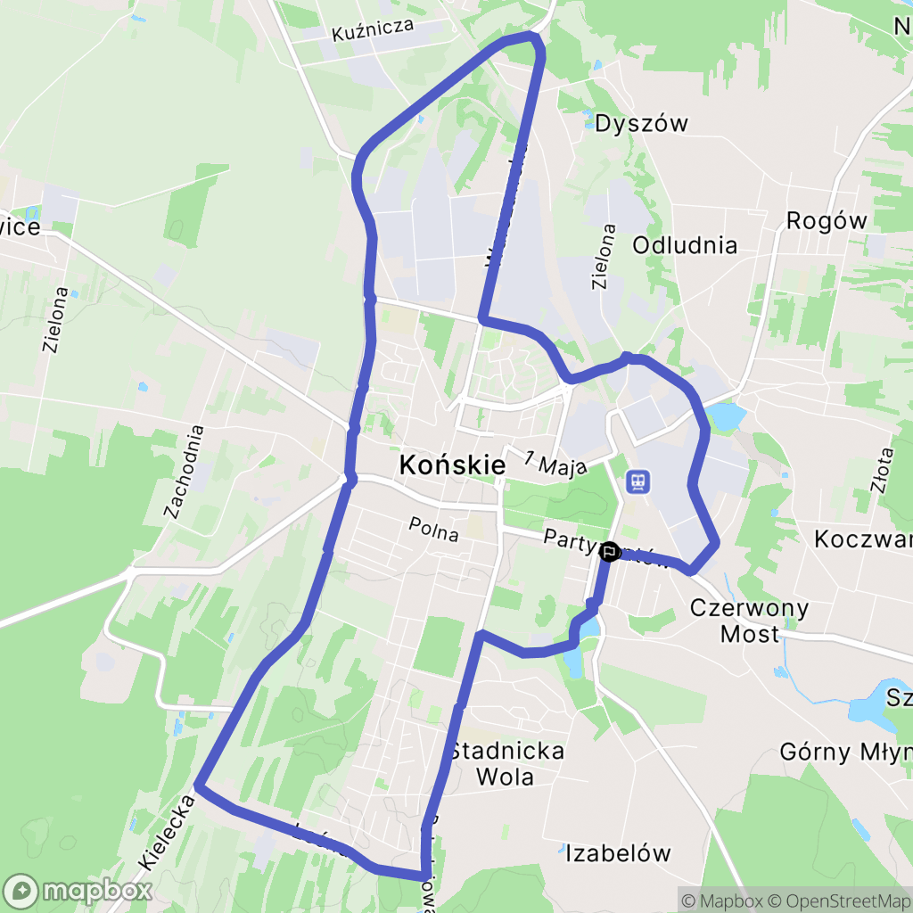 Końskie: mapa trasy - Poland
