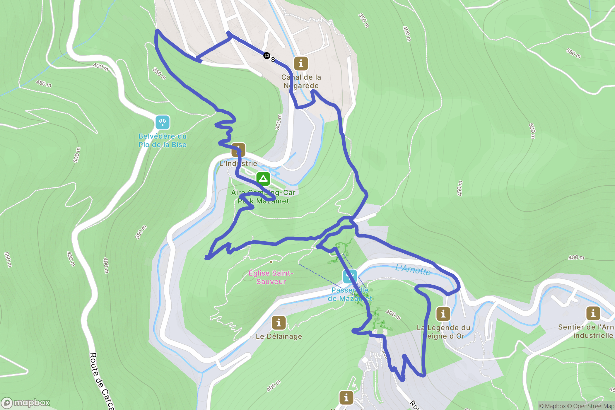 Mazamet : carte du parcours de randonnée - France