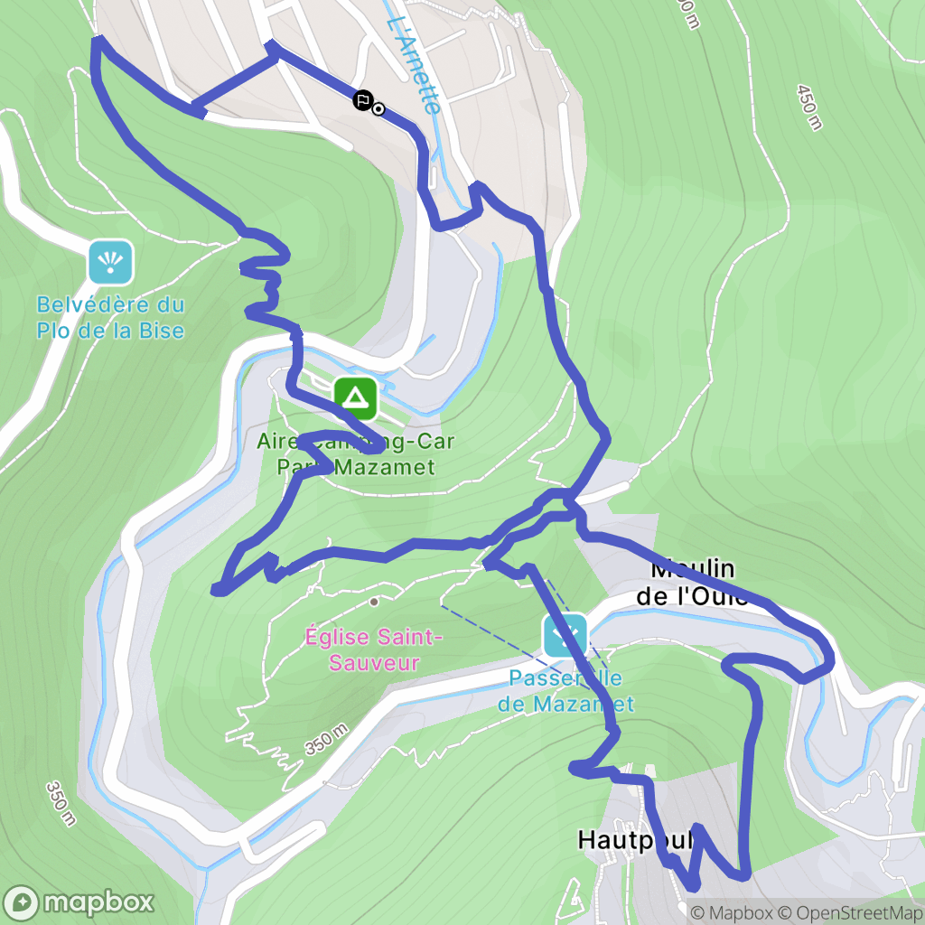 Mazamet : carte du parcours de randonnée - France