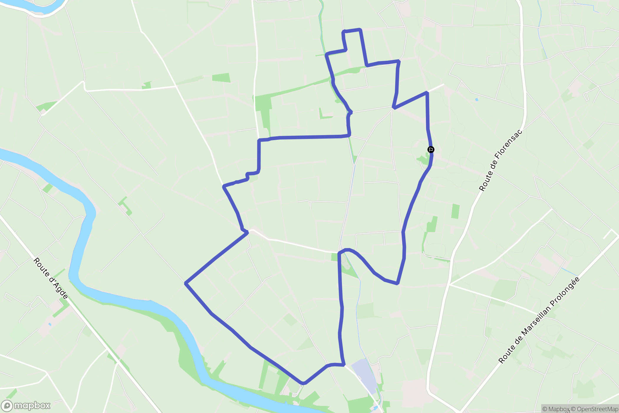 Agde : carte du parcours de randonnée - France