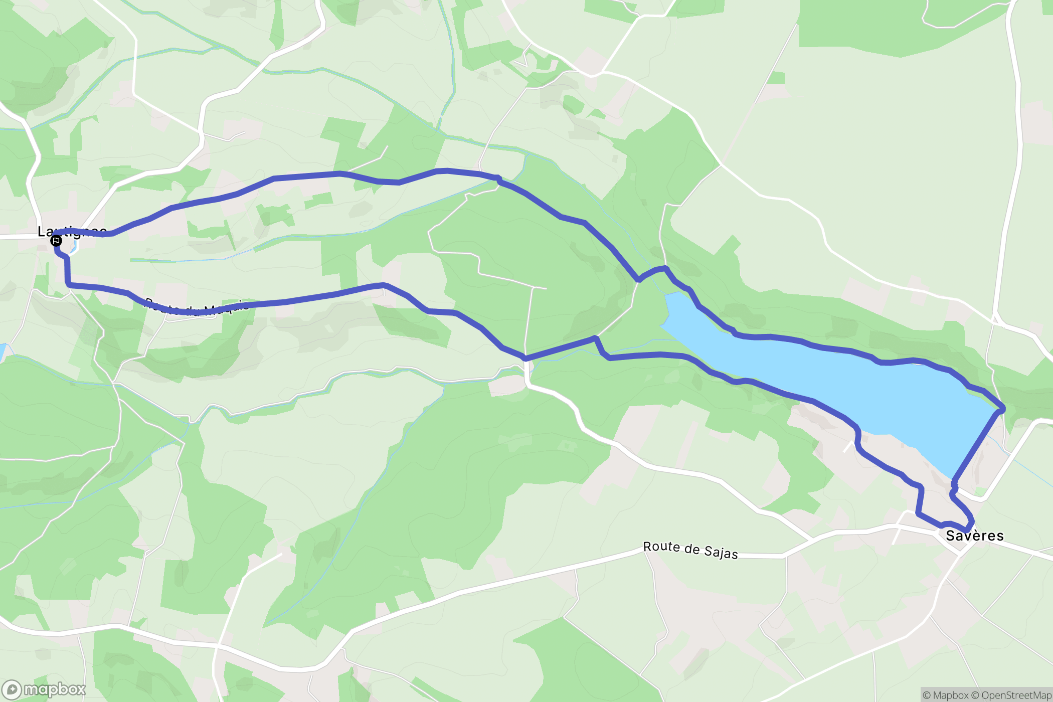 Lautignac : carte du parcours de randonnée - France