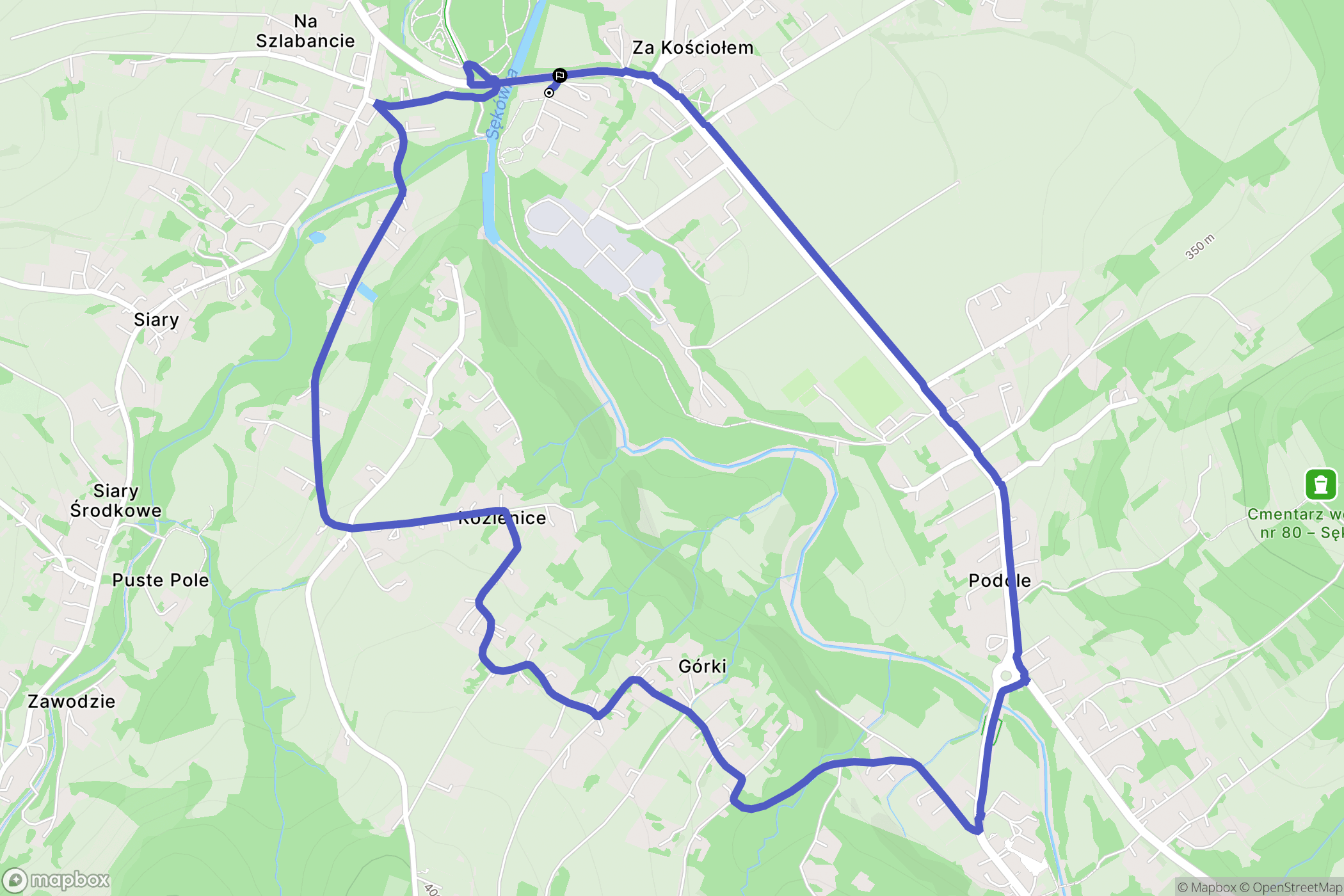 Sękowa: mapa trasy - Poland