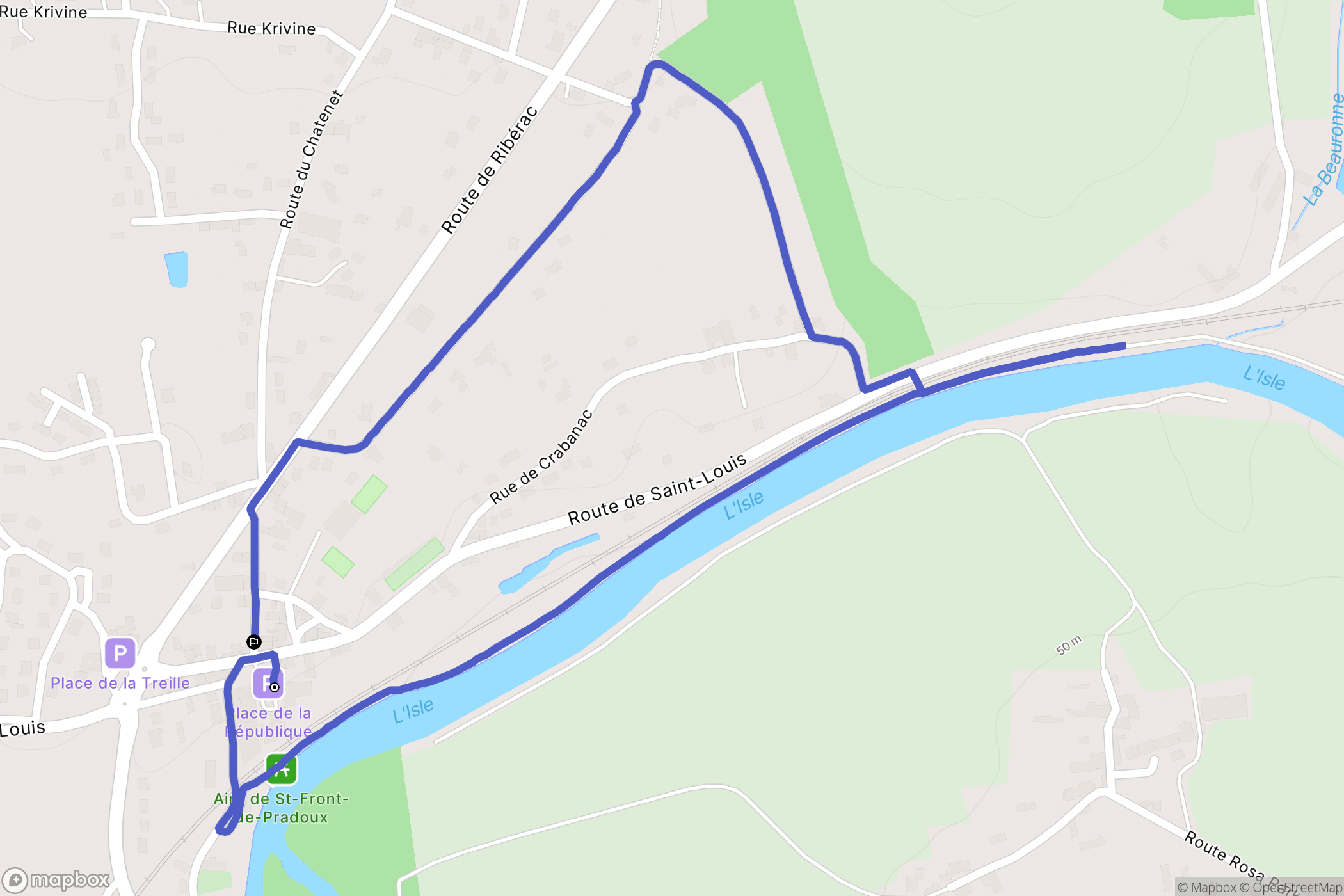 Saint-Front-de-Pradoux : carte du parcours de randonnée - France