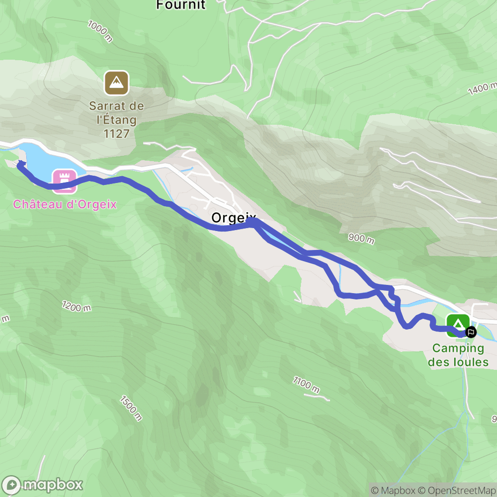 Orlu : carte du parcours de randonnée - France