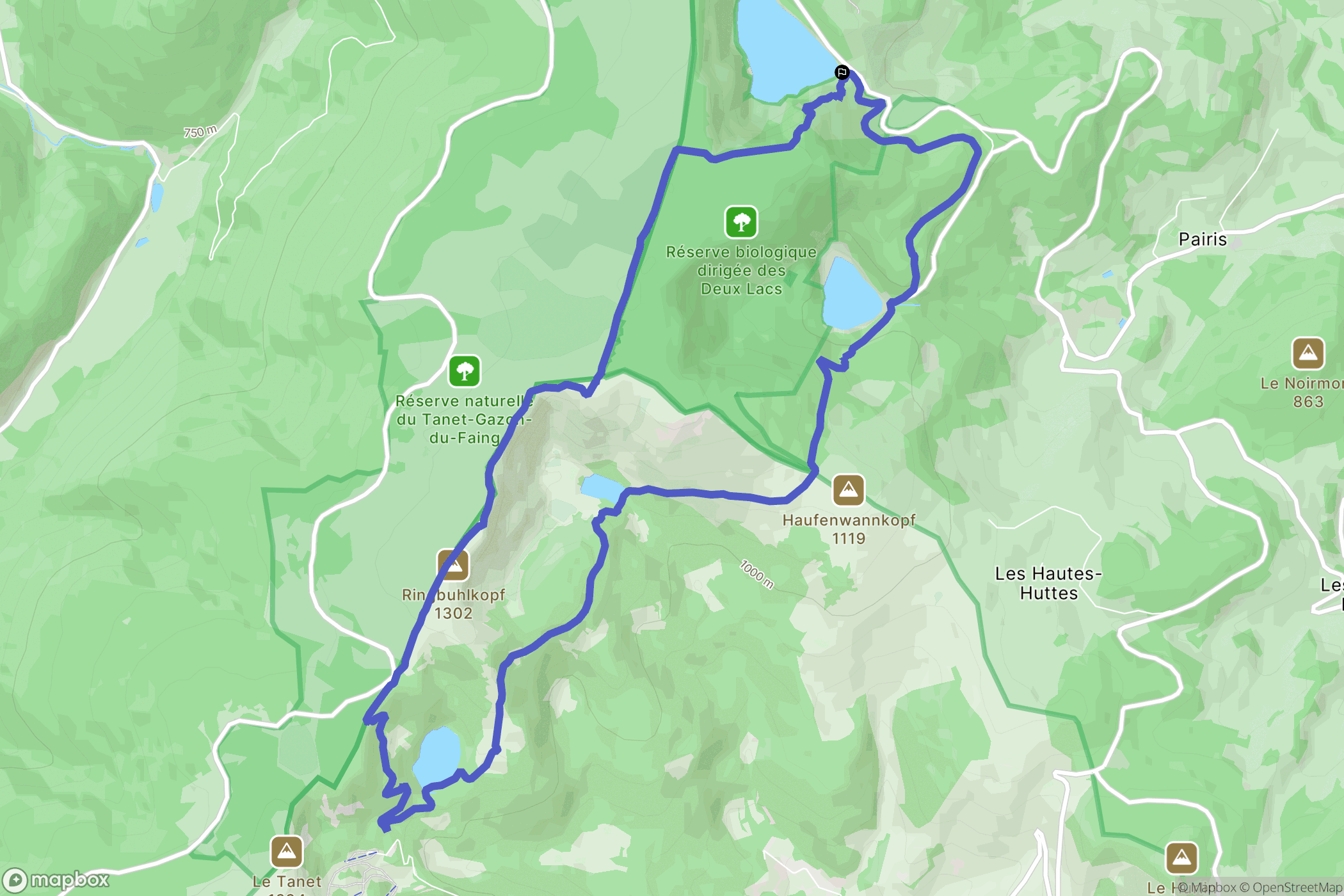 Orbey : carte du parcours de randonnée - France