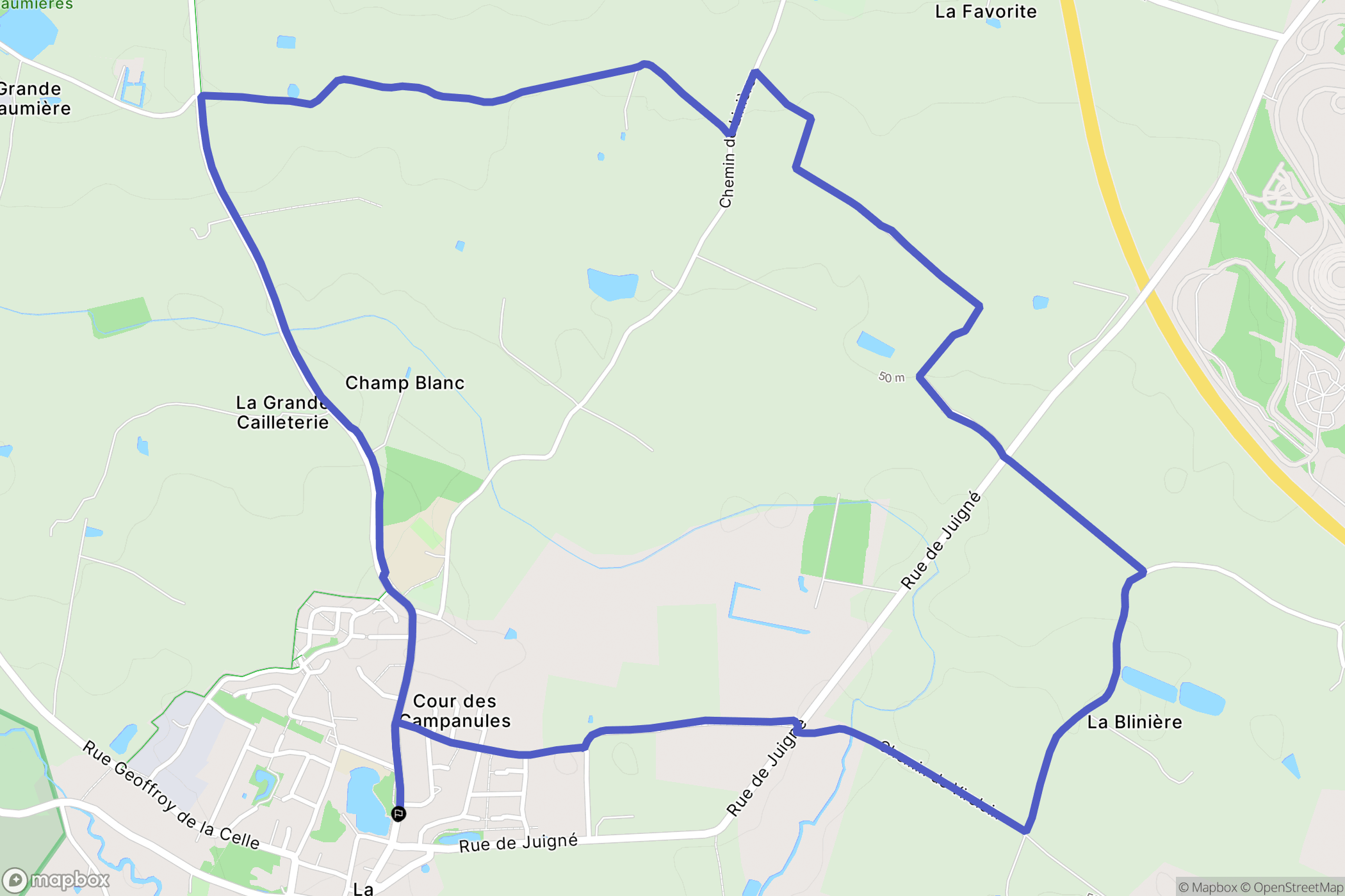 Longuenée-en-Anjou : carte du parcours de randonnée - France