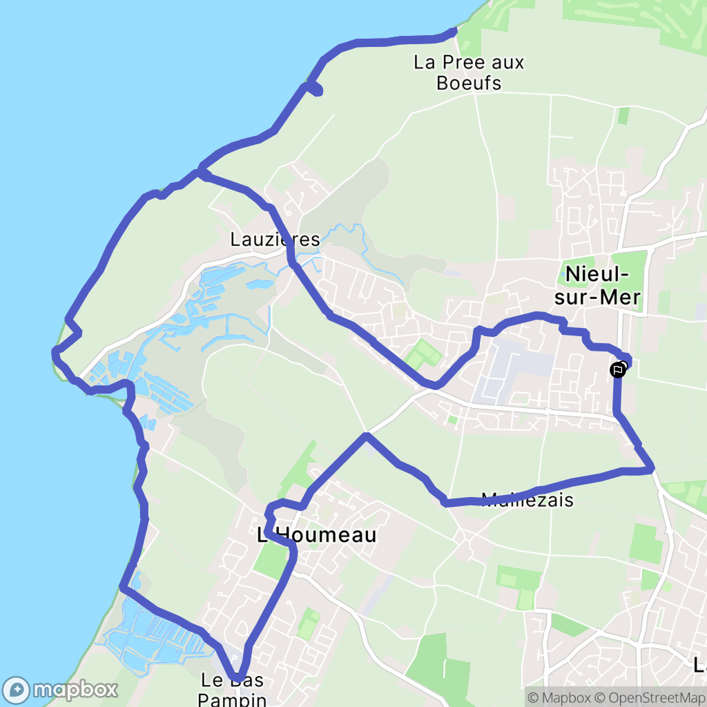 Nieul-sur-Mer : carte du parcours de randonnée - France