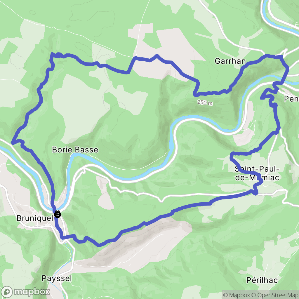 Bruniquel : carte du parcours de randonnée - France
