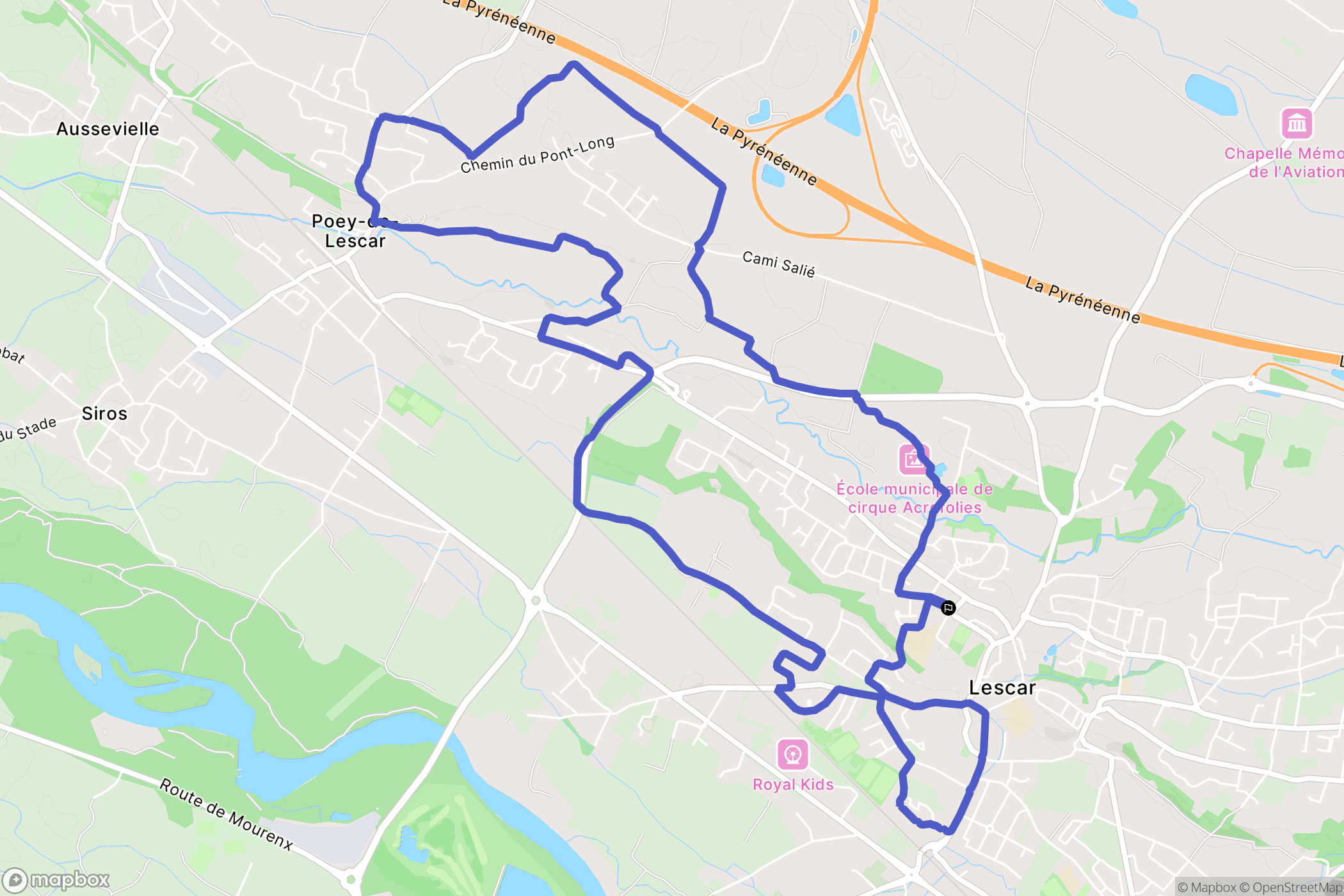 Lescar : carte du parcours de randonnée - France