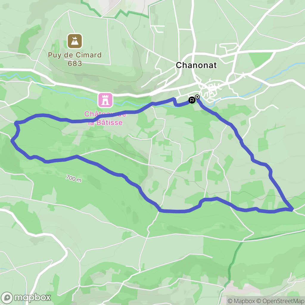 Chanonat : carte du parcours de randonnée - France