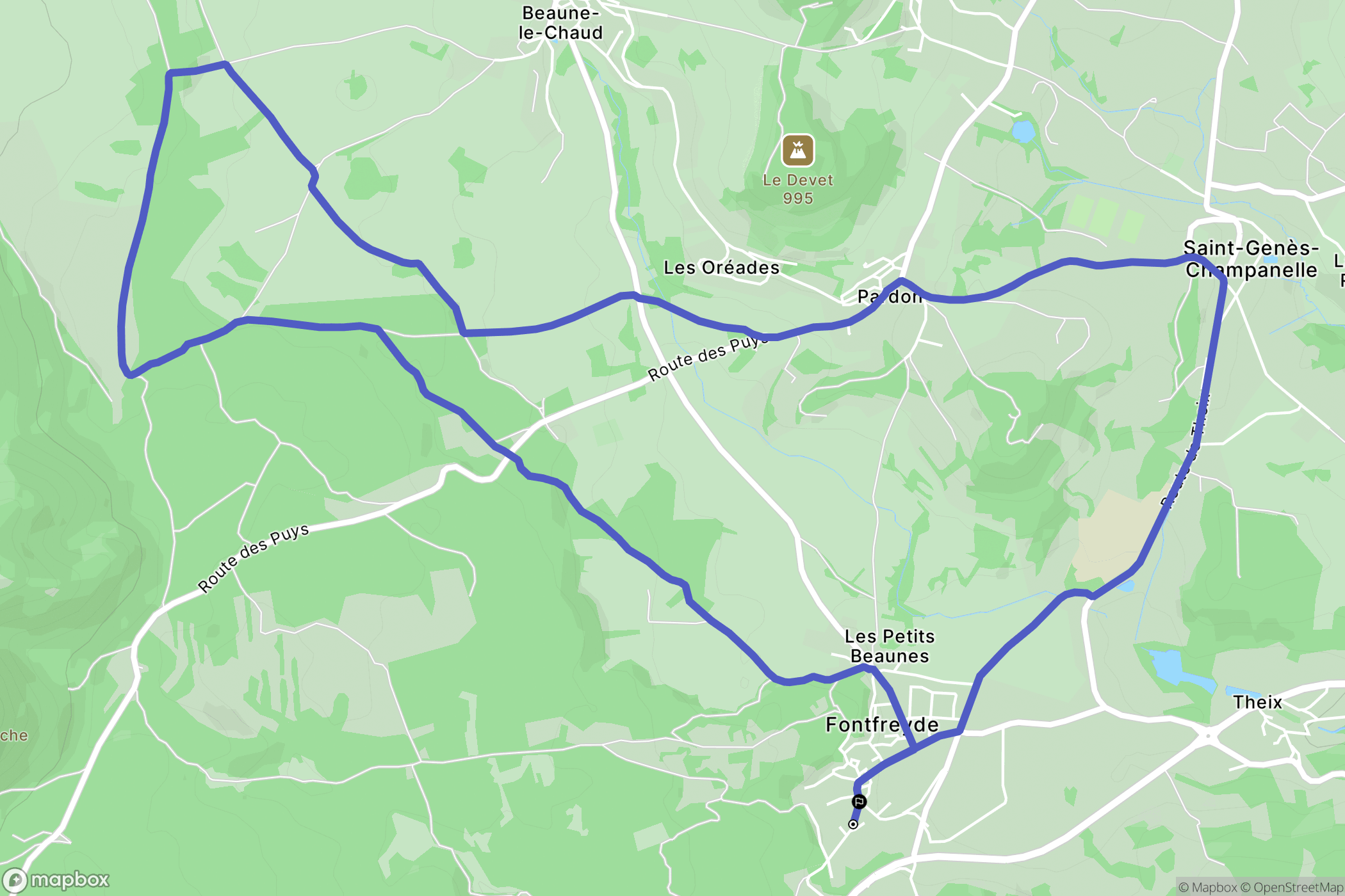 Saint-Genès-Champanelle : carte du parcours de randonnée - France