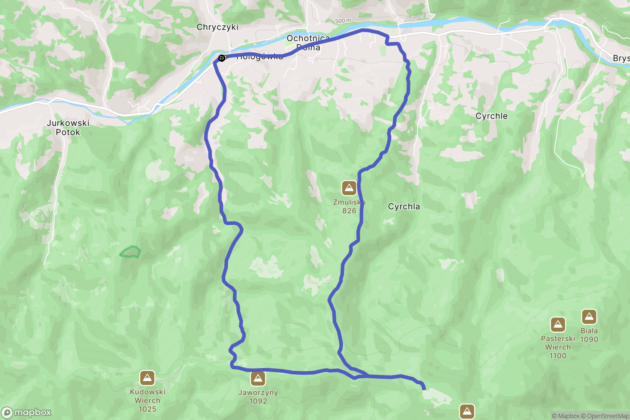 Ochotnica Dolna: mapa trasy - Poland