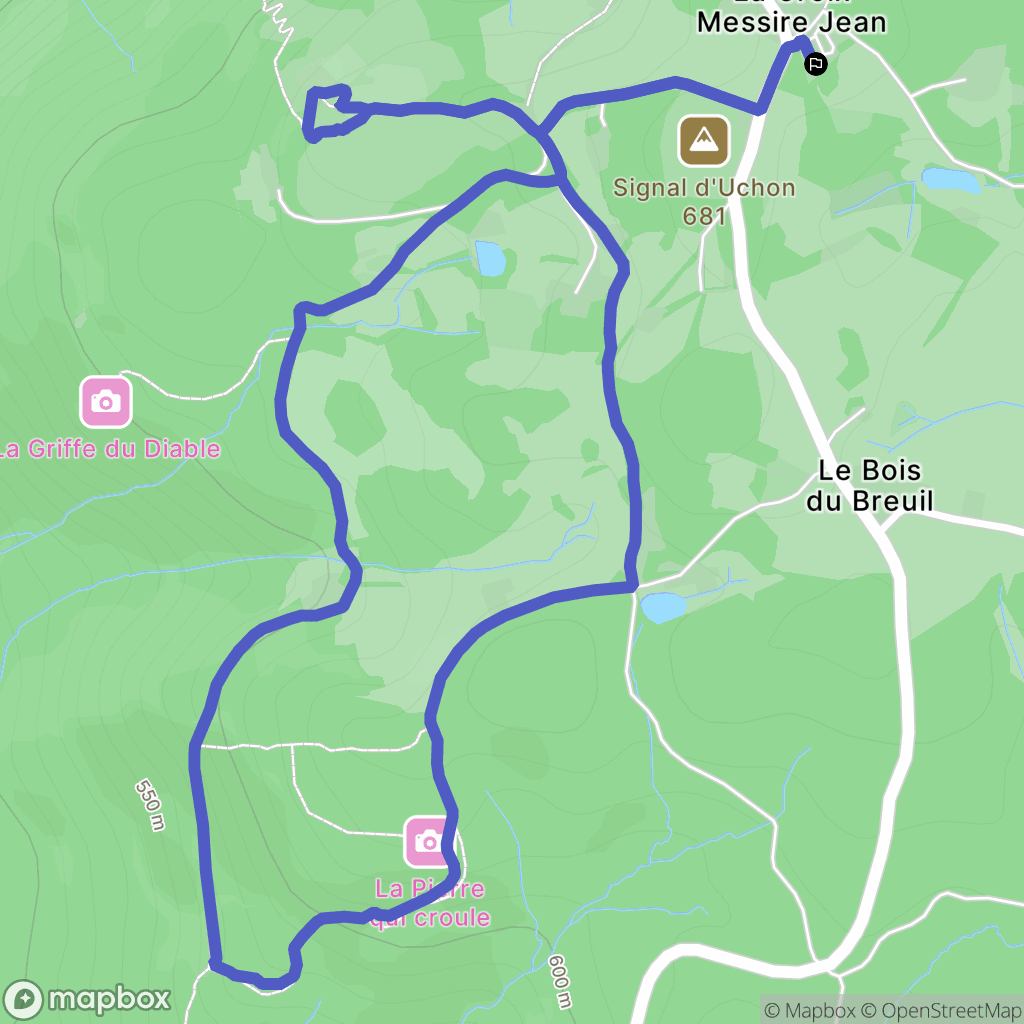 Uchon : carte du parcours de randonnée - France