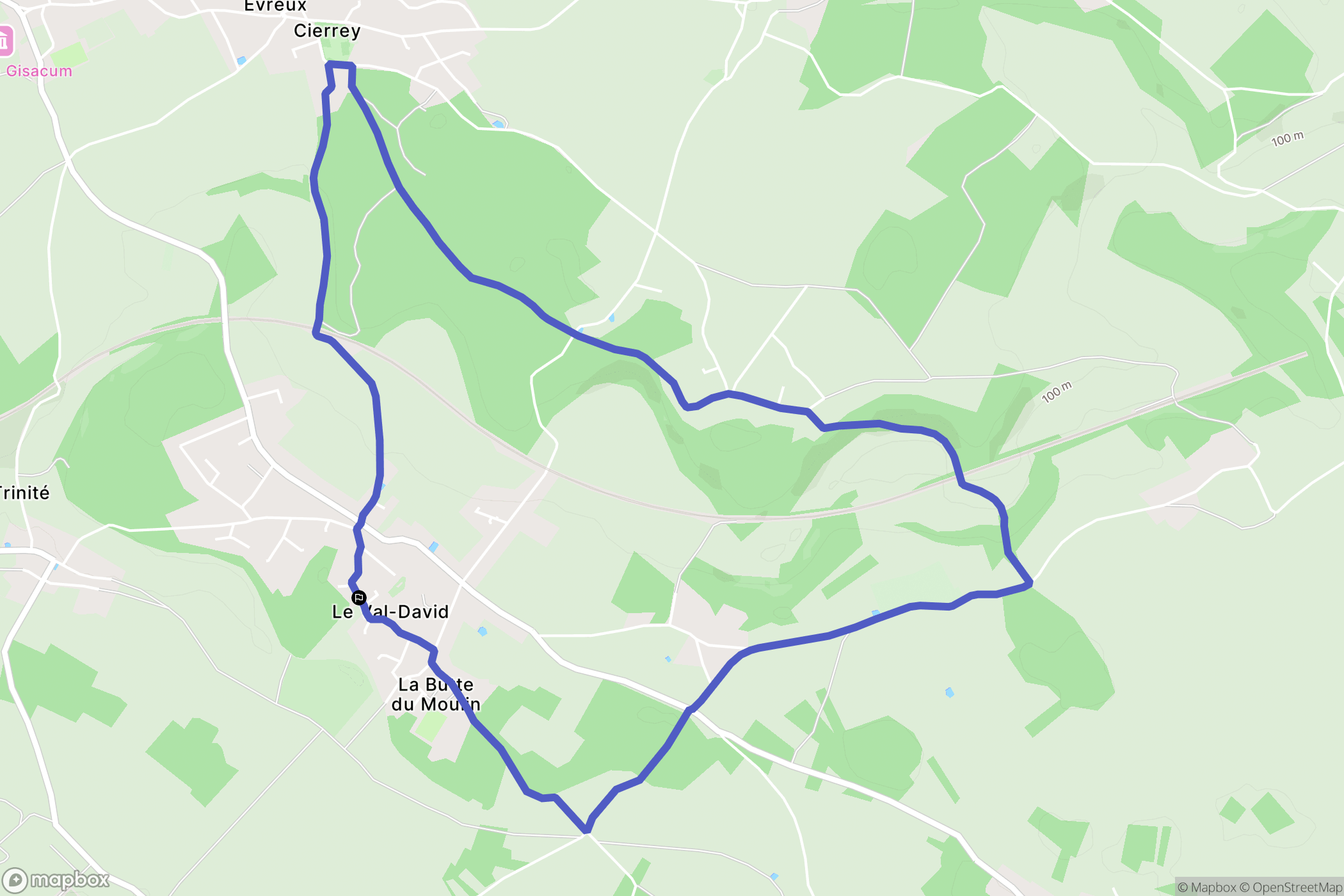 Le Val-David : carte du parcours de randonnée - France
